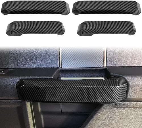 Para Ford Raptor F150 2015-2020 Accesorio para manija de puerta interior, pellets de fibra de carbono (4 paquetes)