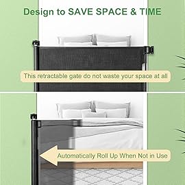 Upgraded Retractable Baby Gate, Extra Wide Safety Kids or Pets Gate, 33 Tall, Extends to 71 Wide, Mesh Safety Dog Gate for Stairs, Indoor, Outdoor, Doorways, Hallways(33x71, Black)