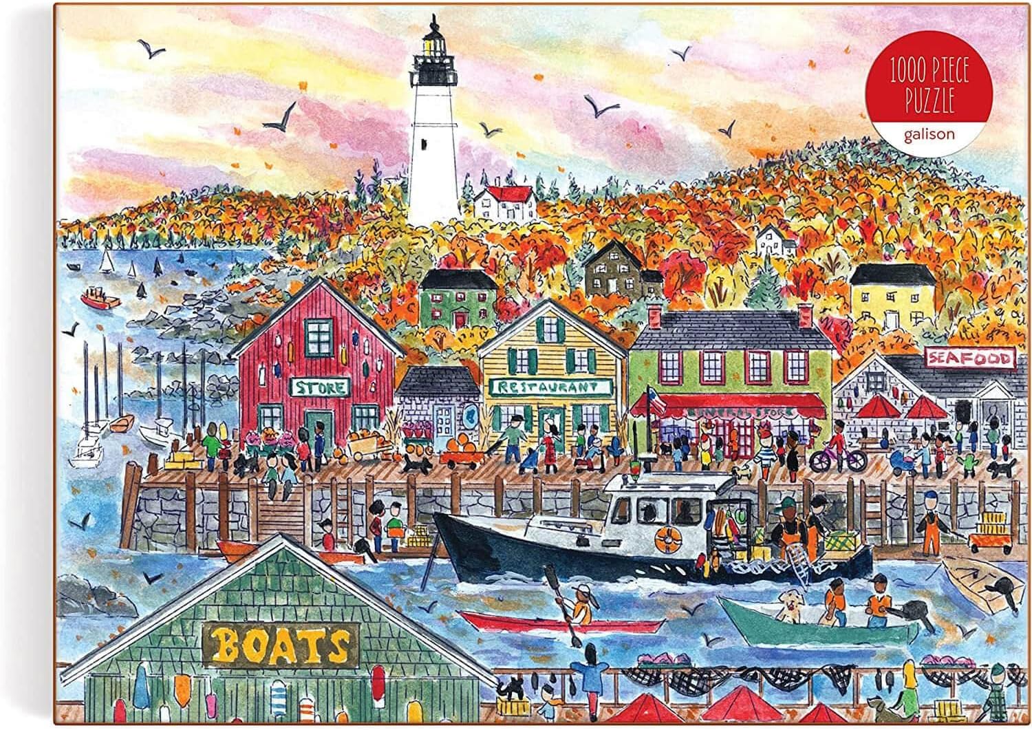Galison 9780735374928 Michael Storrings Autumn By the Sea Jigsaw Puzzle, Multicoloured, 1000 Pieces, 27'' x 20''