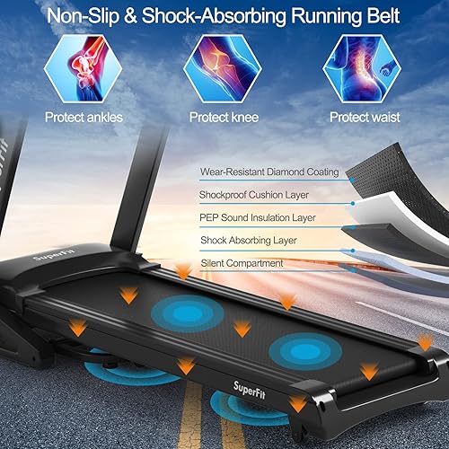 Miniatura 8 de GYMAX Caminadora plegable de 3.75 HP, caminadora de inclinación automática de 1 a 15 % con control de aplicación GYMAX, 12 programas preestablecidos