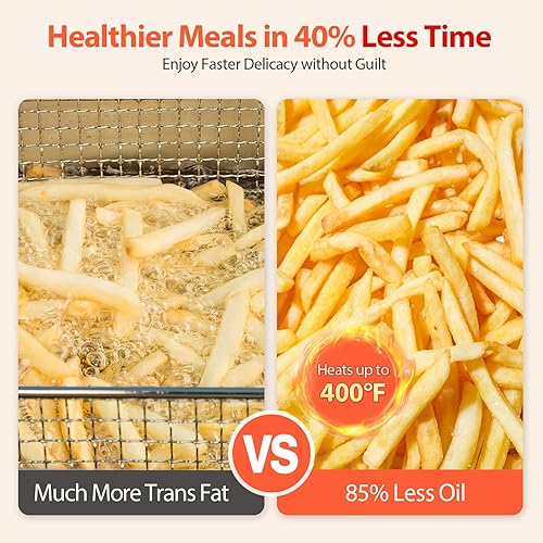 Miniatura 5 de Beelicious Freidora de aire grande de 5.8 cuartos de galón, freidora digital 8 en 1 con recordatorio de agitación, tecnología de bloqueo de sabor,