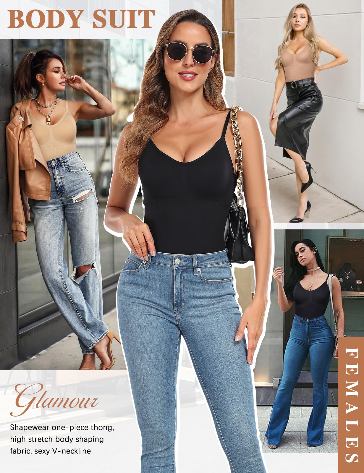 Tuopuda Body Contenitivo Modellante Donna Body Shaper Perizoma Bodysuit Guaina Contenitiva Shapewear Intimo Snellente Pancia Piatta Dimagrante Shaping con Reggiseno Spallino Regolabile