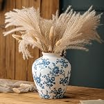 Blue and White Vase, 8 Inch Vintage Chinoiserie Ceramic Vase, Rustic Flower Vases Decorative Antique Vases for Home Decor, Retro Ice Cracked Porcelain Farmhouse Table Centerpieces Decor