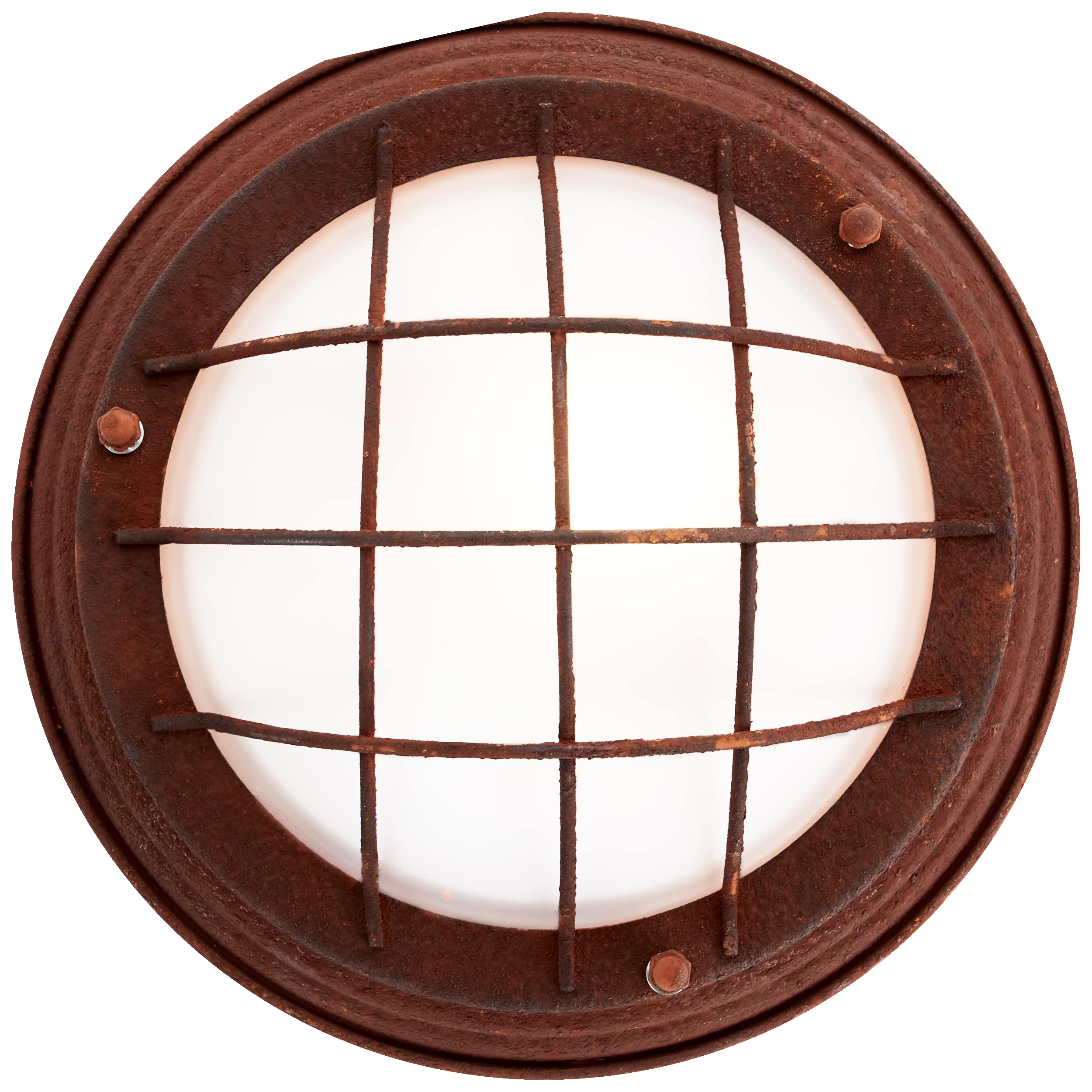 Lampada da soffitto industriale con diametro di 29 cm - lampada da parete e da soffitto in stile vintage - lampada da barca rustica con disco di vetro - metallo/vetro ruggine/bianco - attacco E27 - 30