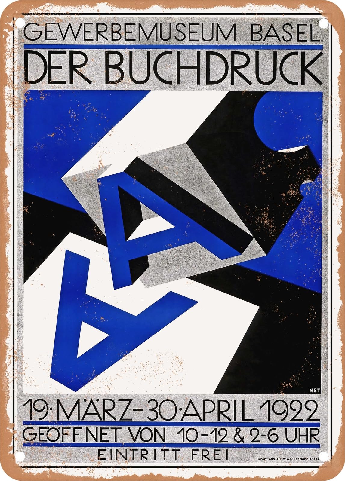 METAL SIGN - 1922 Gewerbemuseum Basel, exhibition on book printing Vintage Ad home decor