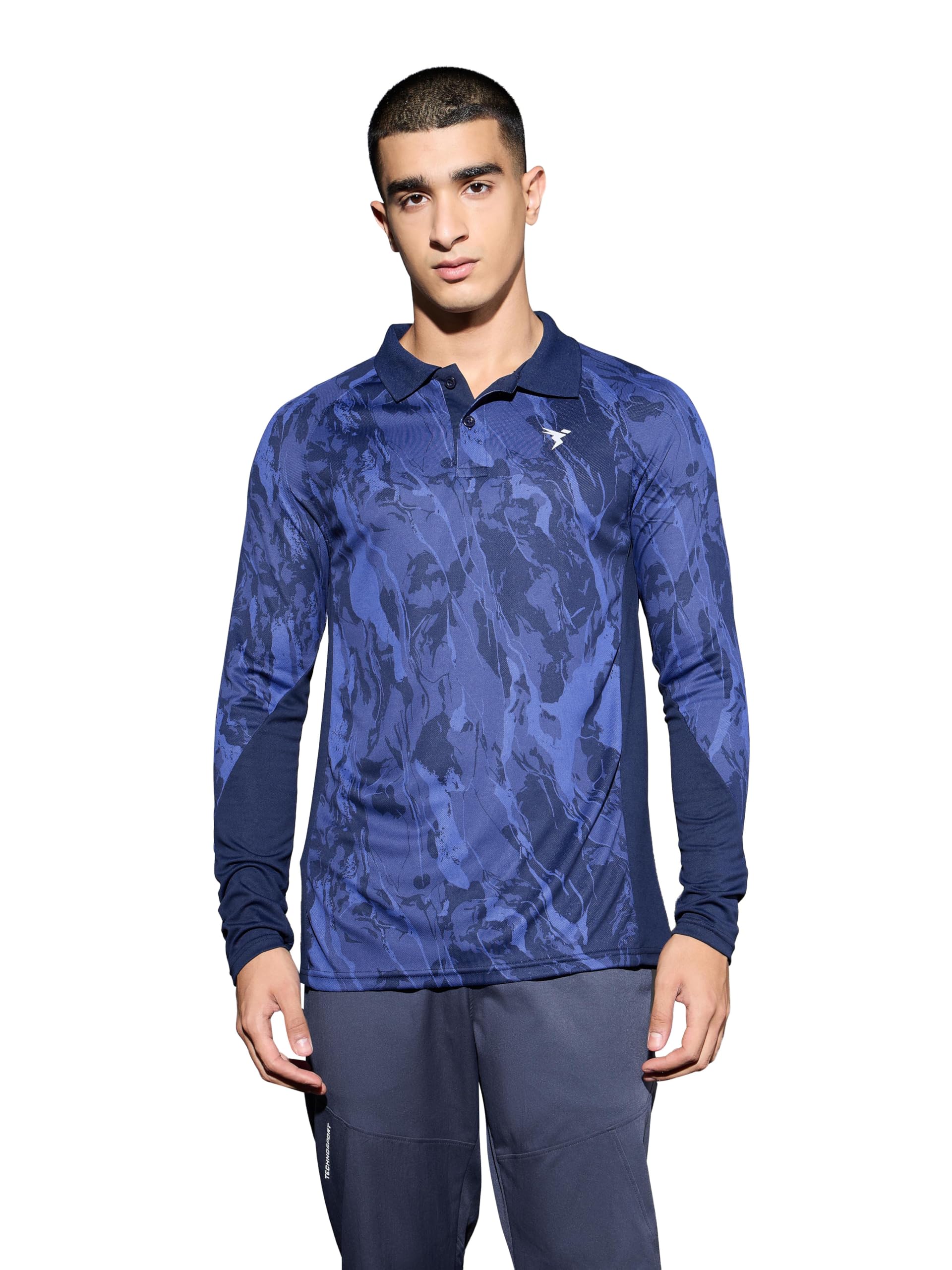 technosport Men Polyester Slim Fit Printed Full Sleeve Polo Neck T-Shirt with Technocool+, SPF50+ & Quick Dry for Gym, Sports and Regular Use-picture-28