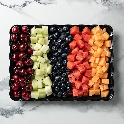 Miniatura 9 de Bandejas de plástico para servir de 9 x 13 pulgadas, paquete de 4 bandejas de fiesta negras duraderas - Bandeja desechable para servir alimentos -