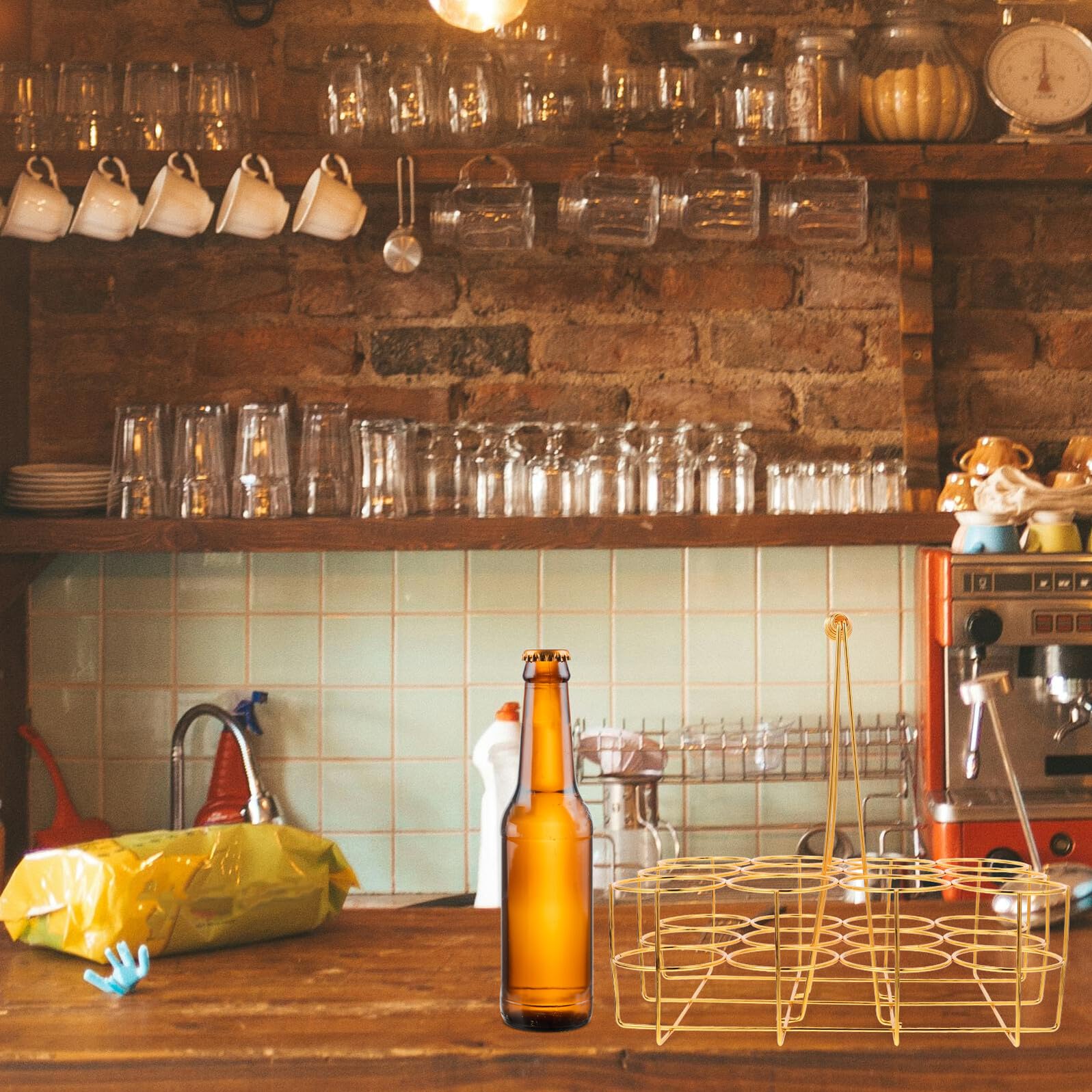 Toyvian Bierregal aus Eisen Bierflaschenkorb 12-Flaschen Ktv Bieraufbewahrung Halter mit Griff Langlebig und Rostbeständig für Zuhause Bar
