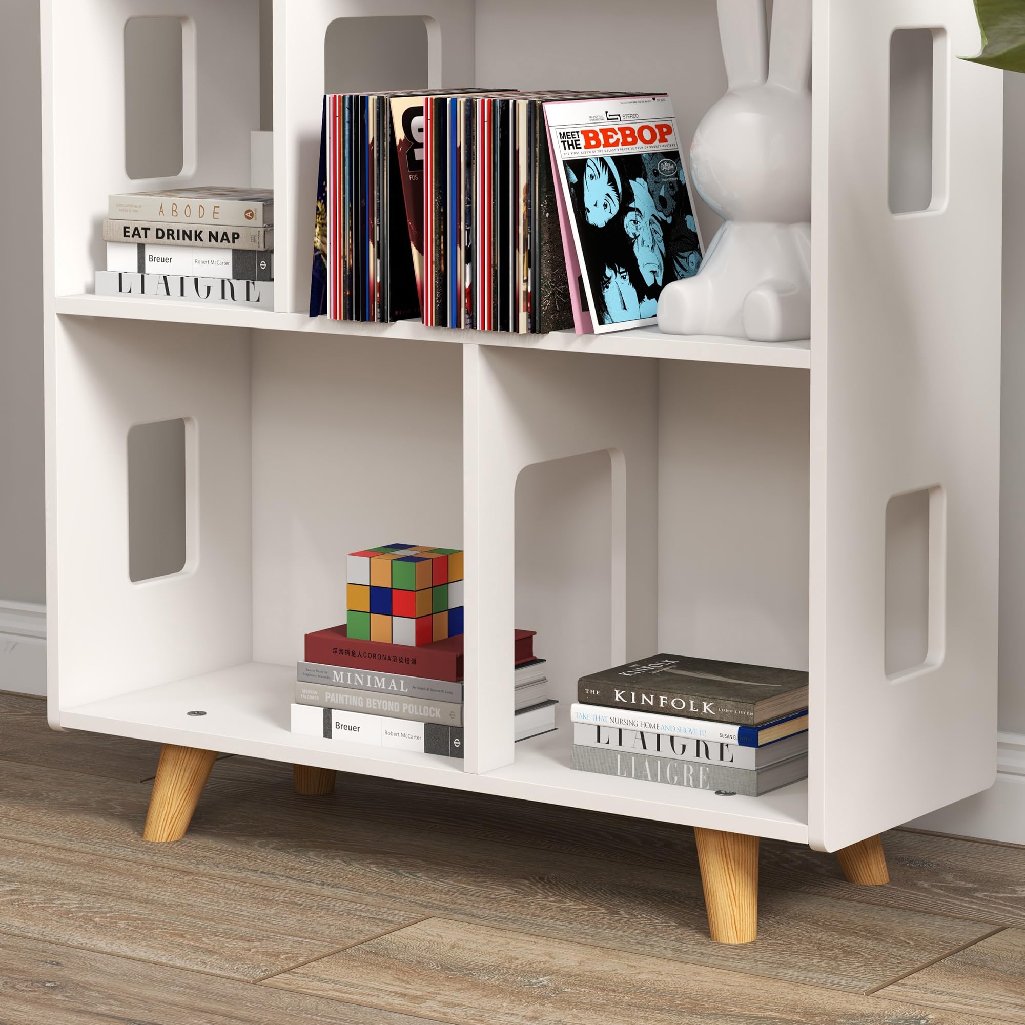 ZONEKIZ Libreria per Bambini 3-6 Anni a 3 Livelli per Libri e Giochi, in MDF e Legno di Pino, 65x25x108.5 cm, Bianco