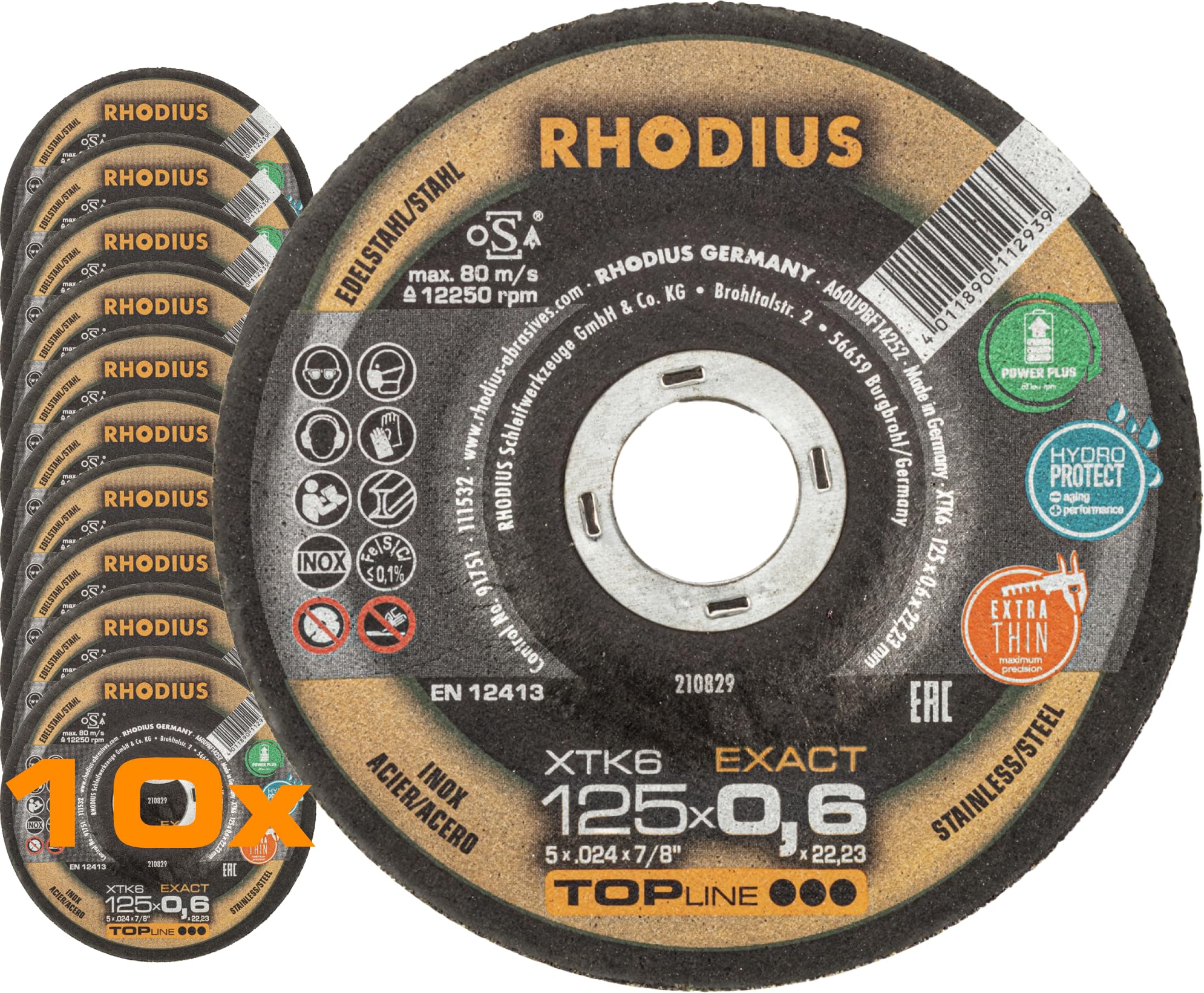 RHODIUS TOPline XTK6 EXACT BOX Extradünne Trennscheibe 125 x 0,6 x 22,23 mm 10 Stk