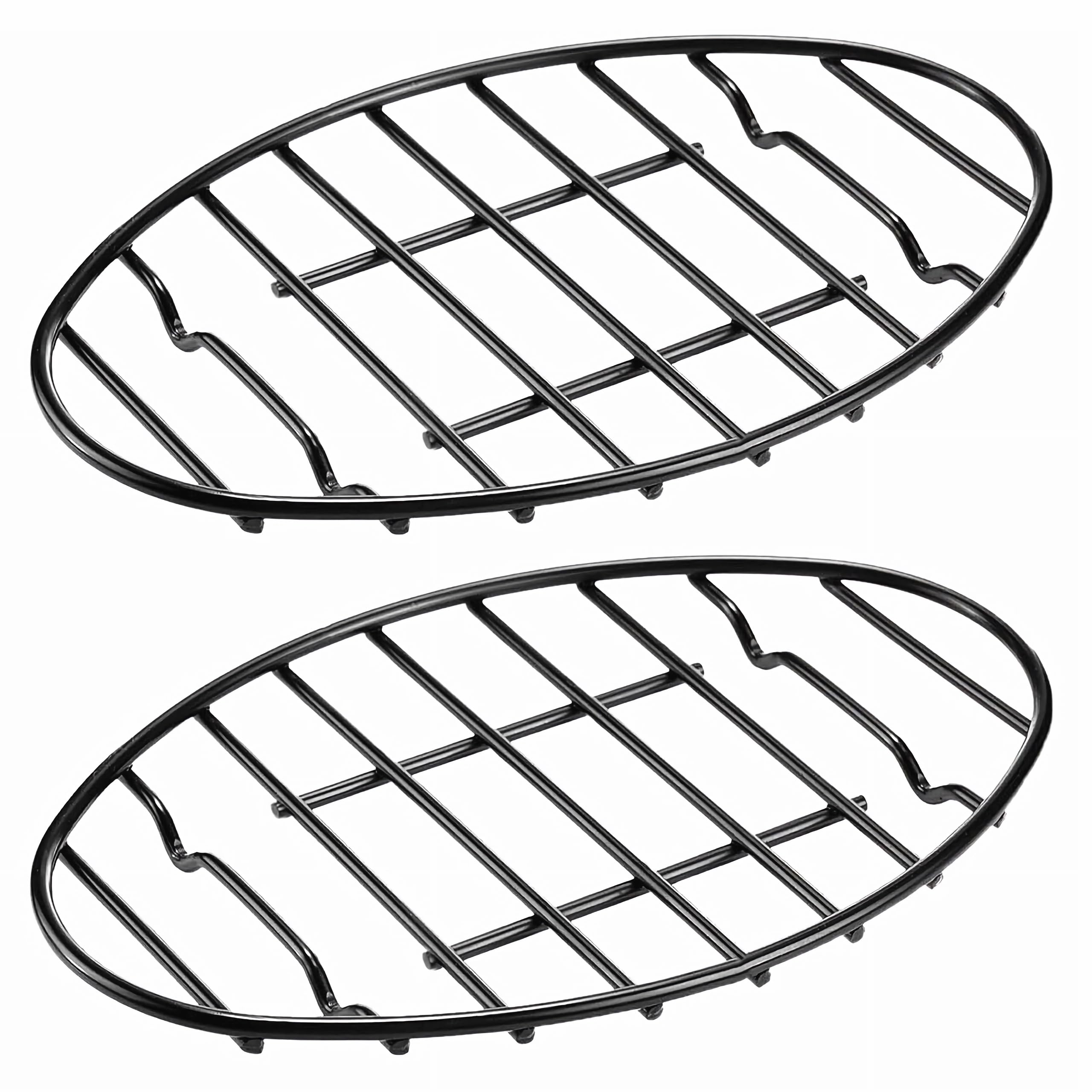 2 Pack Oval Roasting Rack - 12 Inch Black Cooling Rack with Integrated Feet, Enamel Finished, Nonstick - for Roasting Pan, Great for Basting, Cooking, Drying, Baking Tools & Accessories