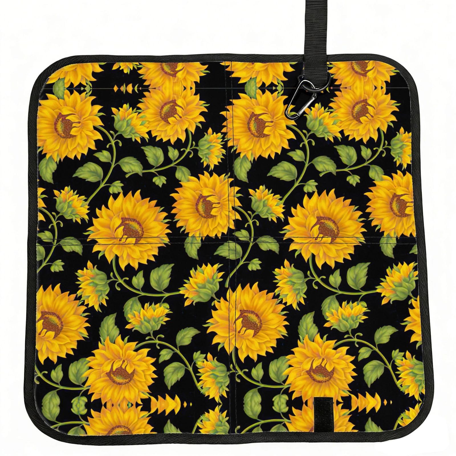SDEGTHO Sunflower Pattern Printed Foldable Seat Pad with Closure, Lightweight Cushion for Airplane Travel Camping
