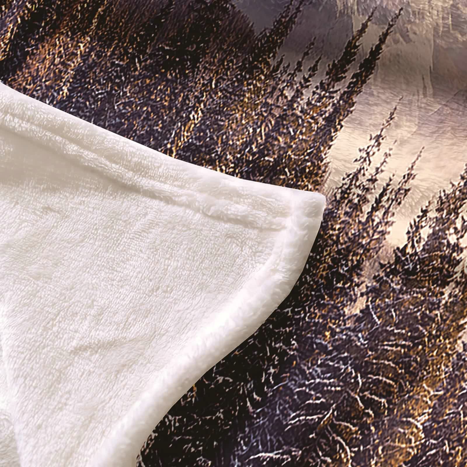 Aeici Couverture Polaire, Couverture Enfant Couverture 180x240 cm Motif de Montagnes et D'Arbres Couverture Canapé pour Salon Lit