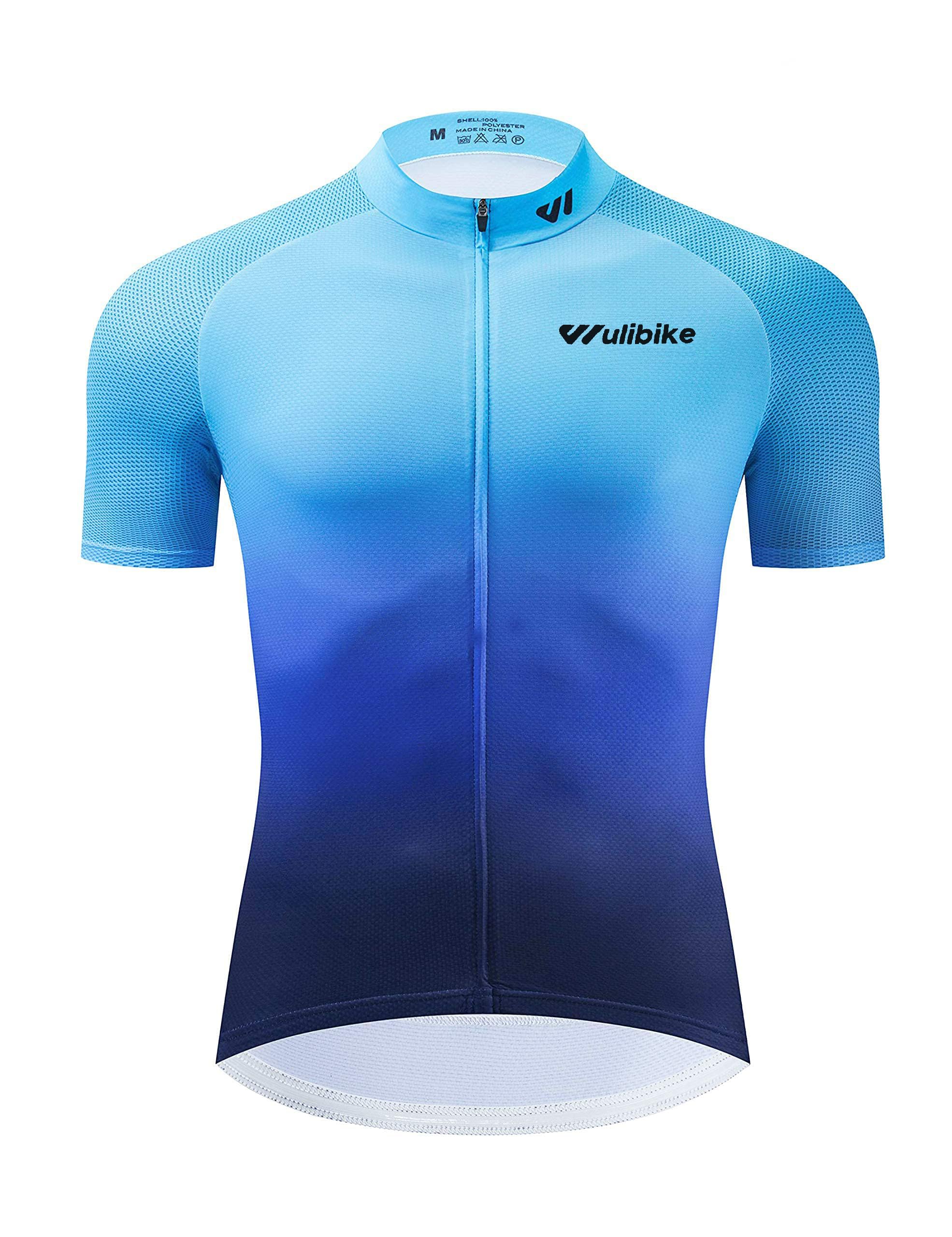 Cycling Jersey Mens Mountain Bike Shirt Short Sleeve MTB Top Quick-Dry Bicycle T Shirt with 3 Rear Pockets