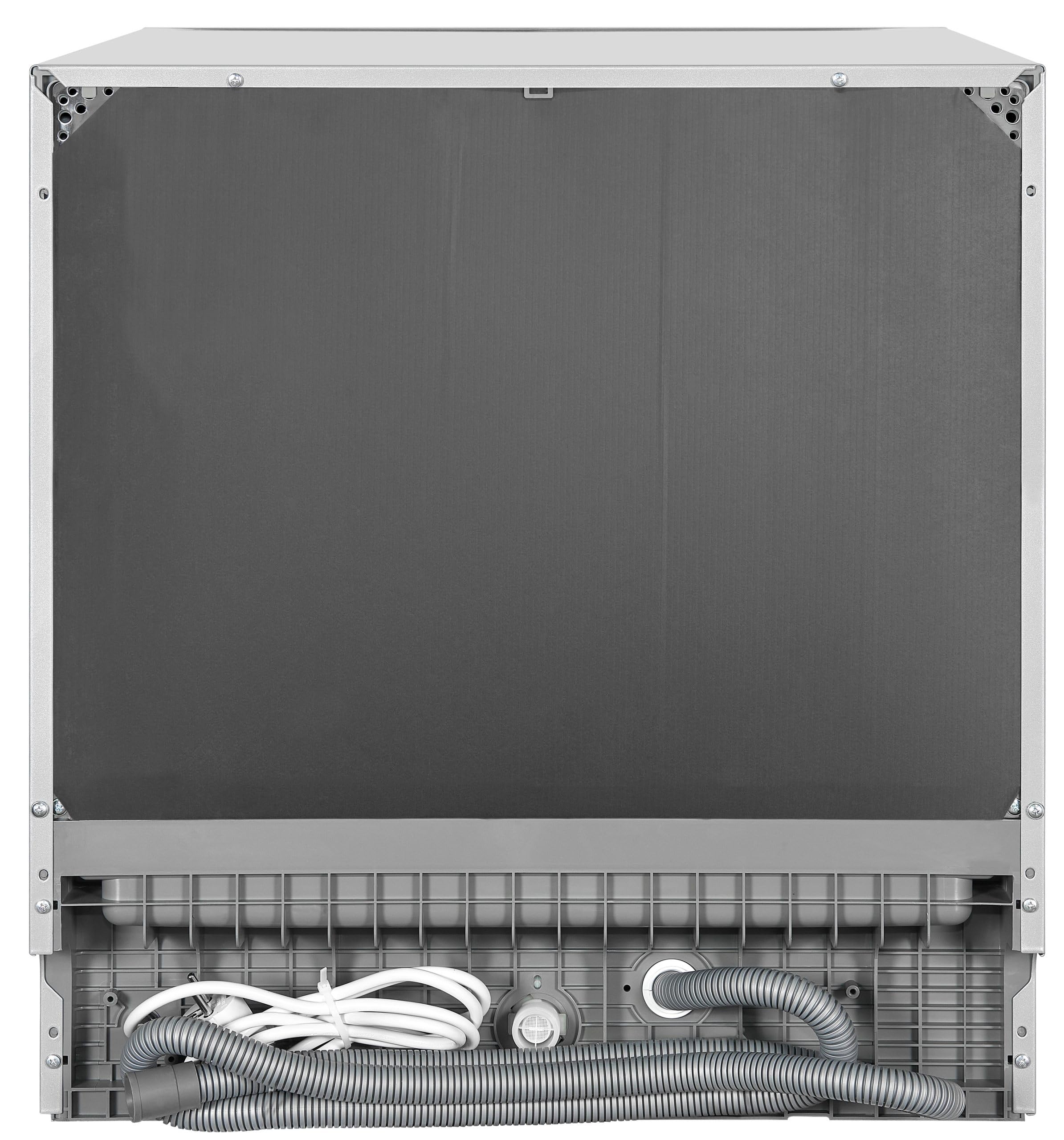Exquisit® Lavavajillas Compacto 55cm, 8 Servicios, Plateado, Clase D, Apertura Automática, Secado Extra, 7 Programas, Display LED con Luz Interior, Medidas (59,0 x 55,0 x 50,0 cm)