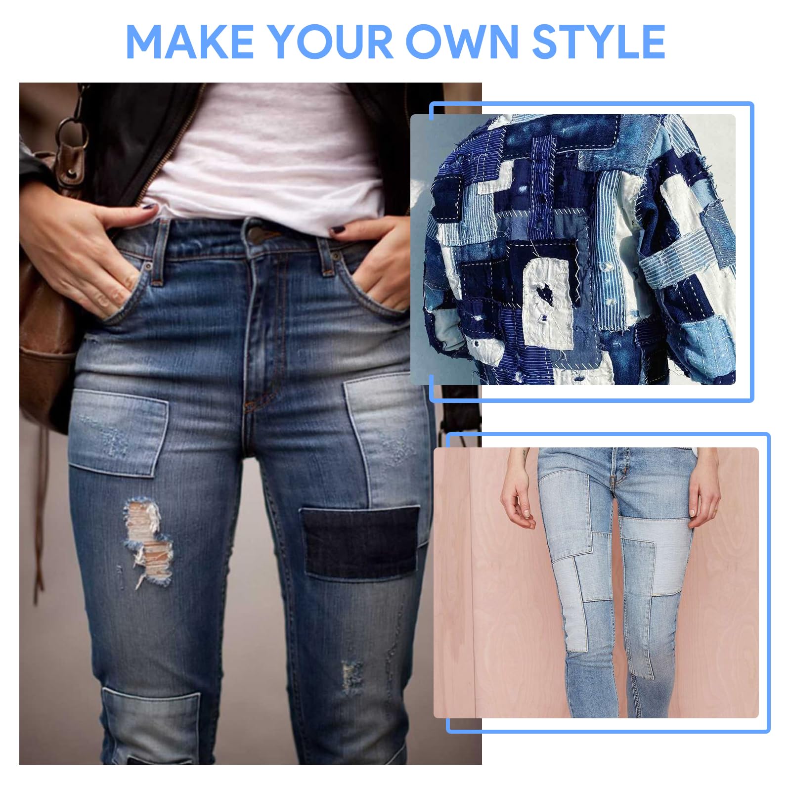 Toppe Termoadesive Per Jeans - 12 Pezzi In Denim - Ideali Per Riparare Buchi Su Vestiti, Zaini O Per Decorare - Facili Da Stirare, Senza Cucire - Foto 2