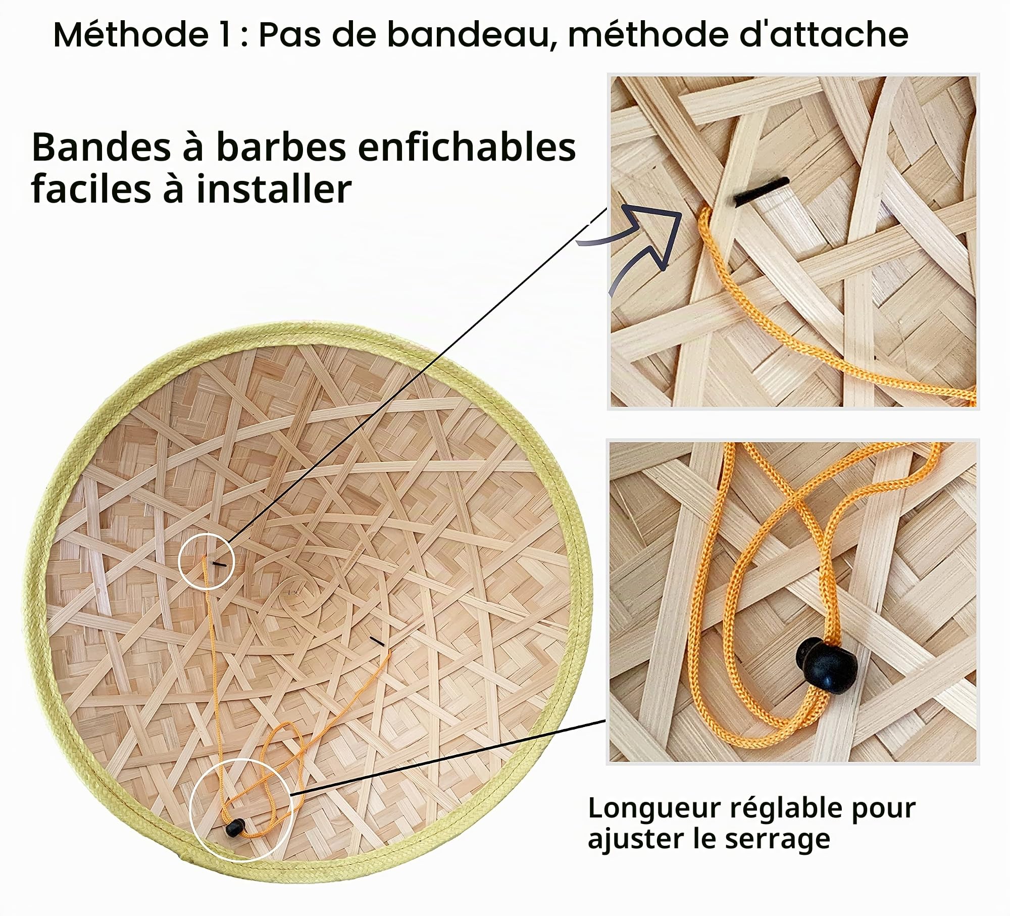 Zhou-long Lot de 2 chapeaux de pêche traditionnels chinois en bambou oriental pour adulte Beige riz, beige, size of 16.5 inches Dia. and 6 inches deep