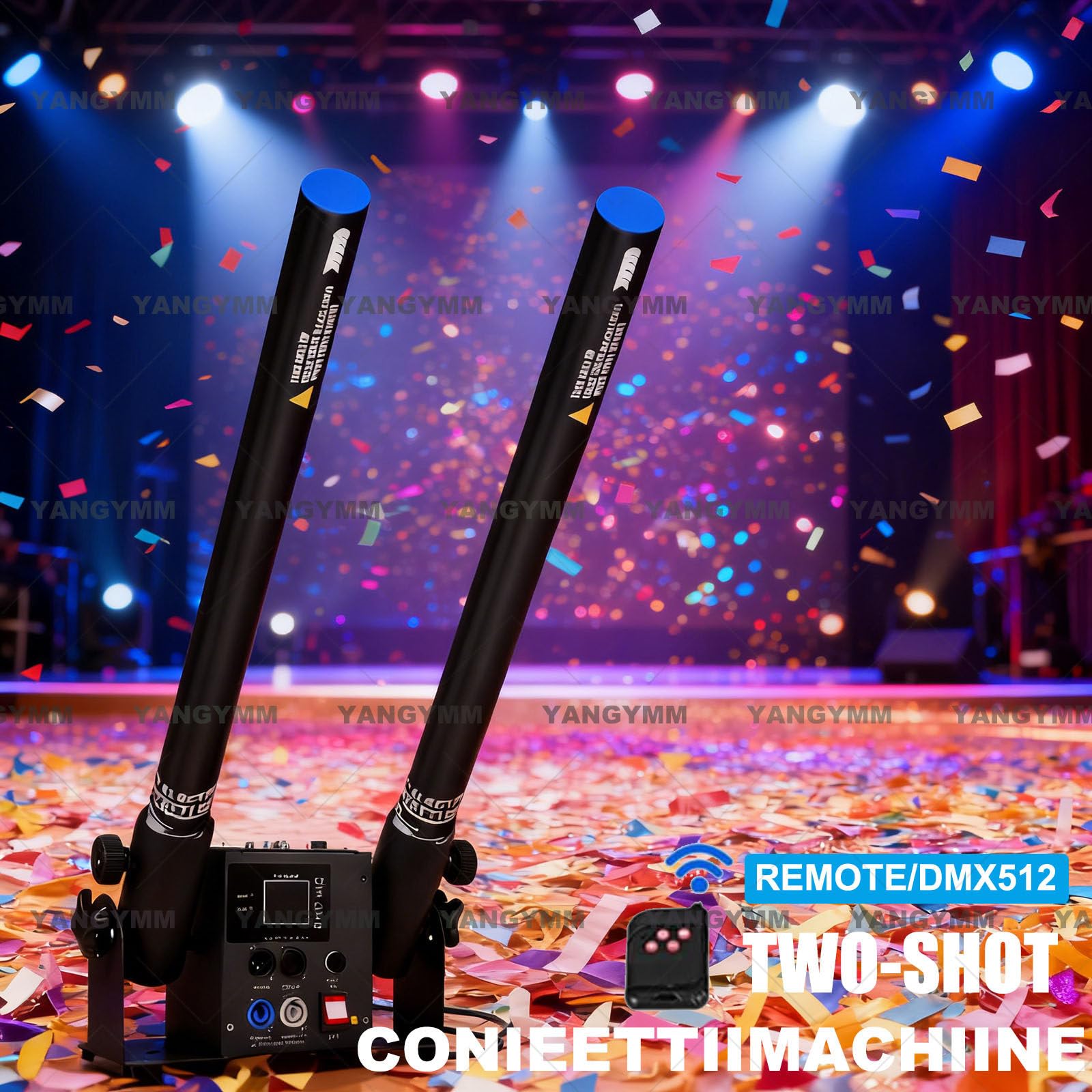 Machine à Confettis Portable à 2 Coups, Lanceur de Confettis éLectrique, Canon à Confettis, Lanceur de Confettis Professionnel pour DJ, Canon à Confettis DMX/TéLéCommande, pour Mariages Sur ScèNe