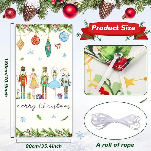 Miniatura 2 de Cubierta de puerta de cascanueces de Feliz Navidad, pancarta de cascanueces de acuarela para puerta, fundas colgantes para puerta delantera, porche,