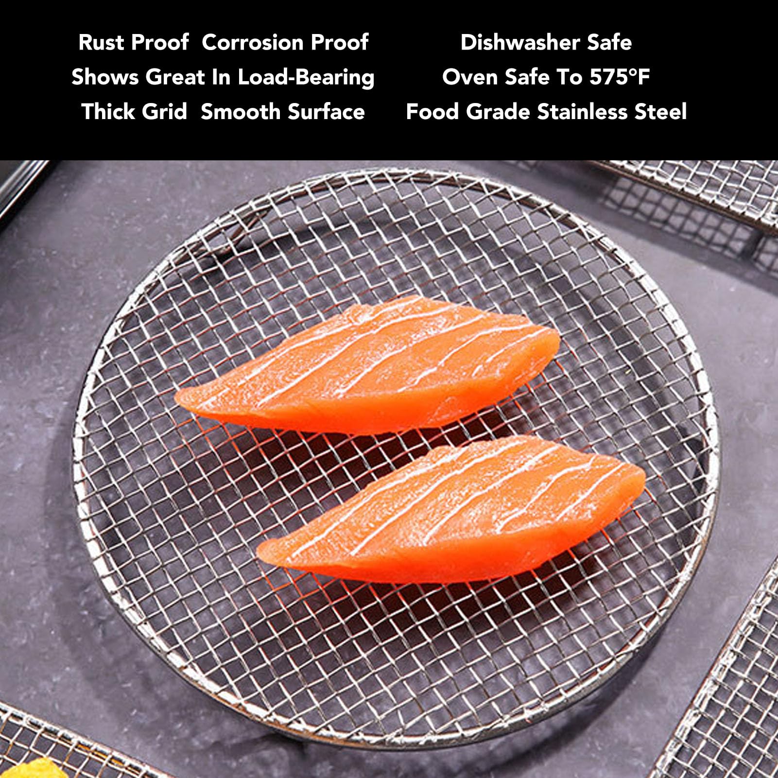 Grille de Cuisson Antiadhésive en Acier Inoxydable, Rond 16 cm, Allant au Four