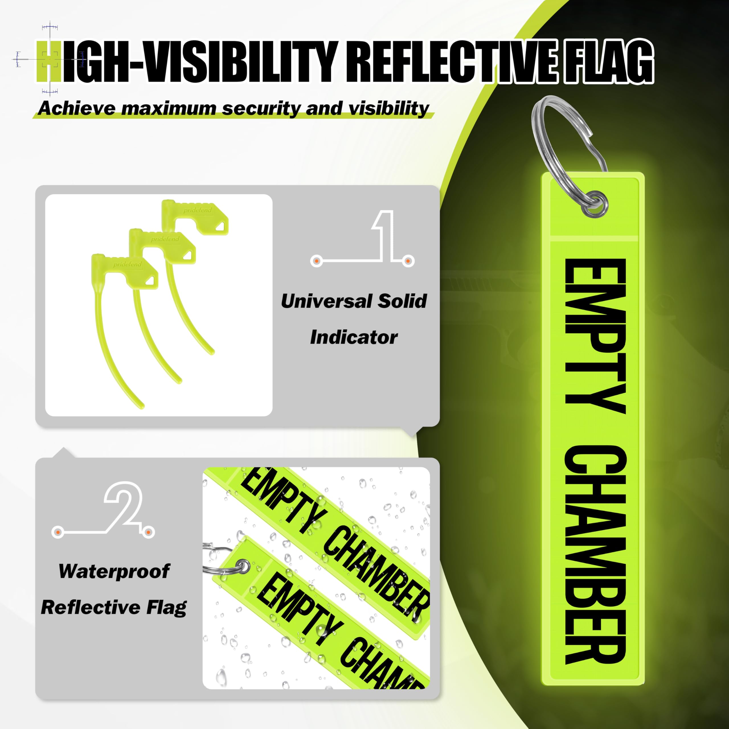 BOOSTEADY Bandierine di Sicurezza per Camera con Riflettente Brillante - Accessori Universali per Fucili, Pistole e Fucili a Canna Liscia (Confezione da 10)
