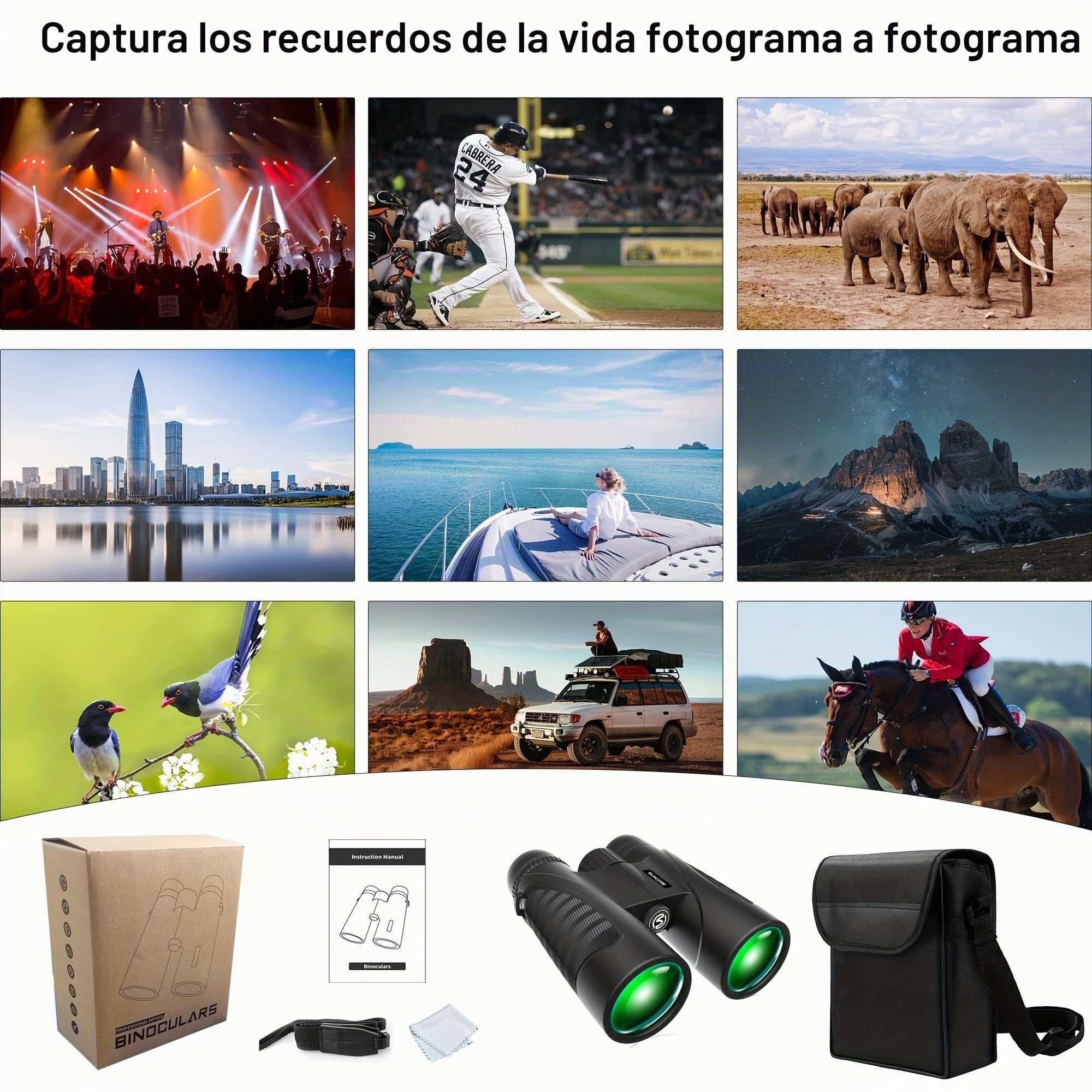12 x 42 Binoculars for Adults,Prismas BaK4 y Lentes FMC, HD, Profesionales, Impermeables, para observación de Aves, Caza, Viajes y Actividades al Aire Libre (Shs)