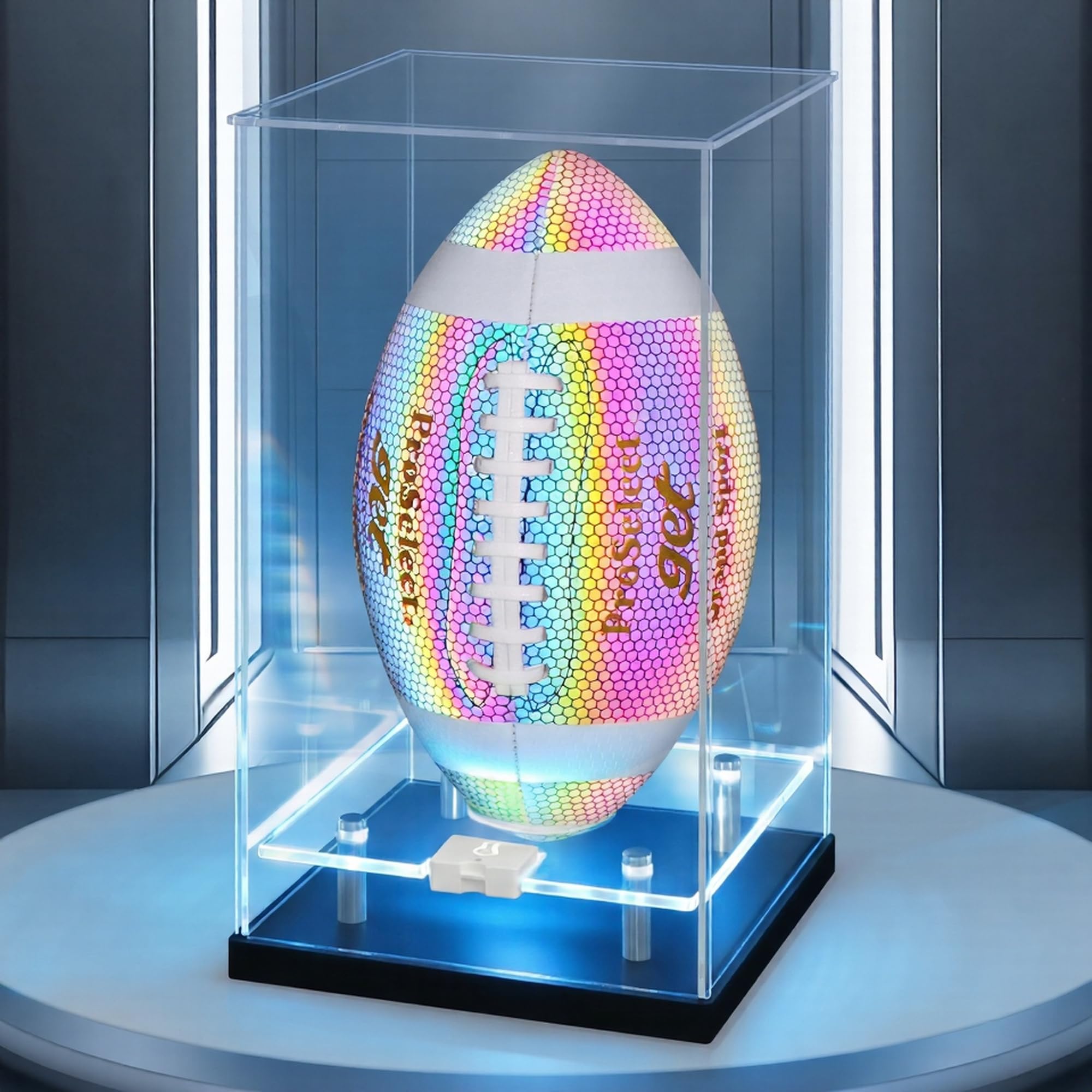 Vitrina de fútbol acrílica con led, protección UV, Vitrina de Baloncesto, Caja de exposición Transparente para fútbol Firmado, Voleibol, coleccionables, Recuerdos deportivos-20x20x34cm