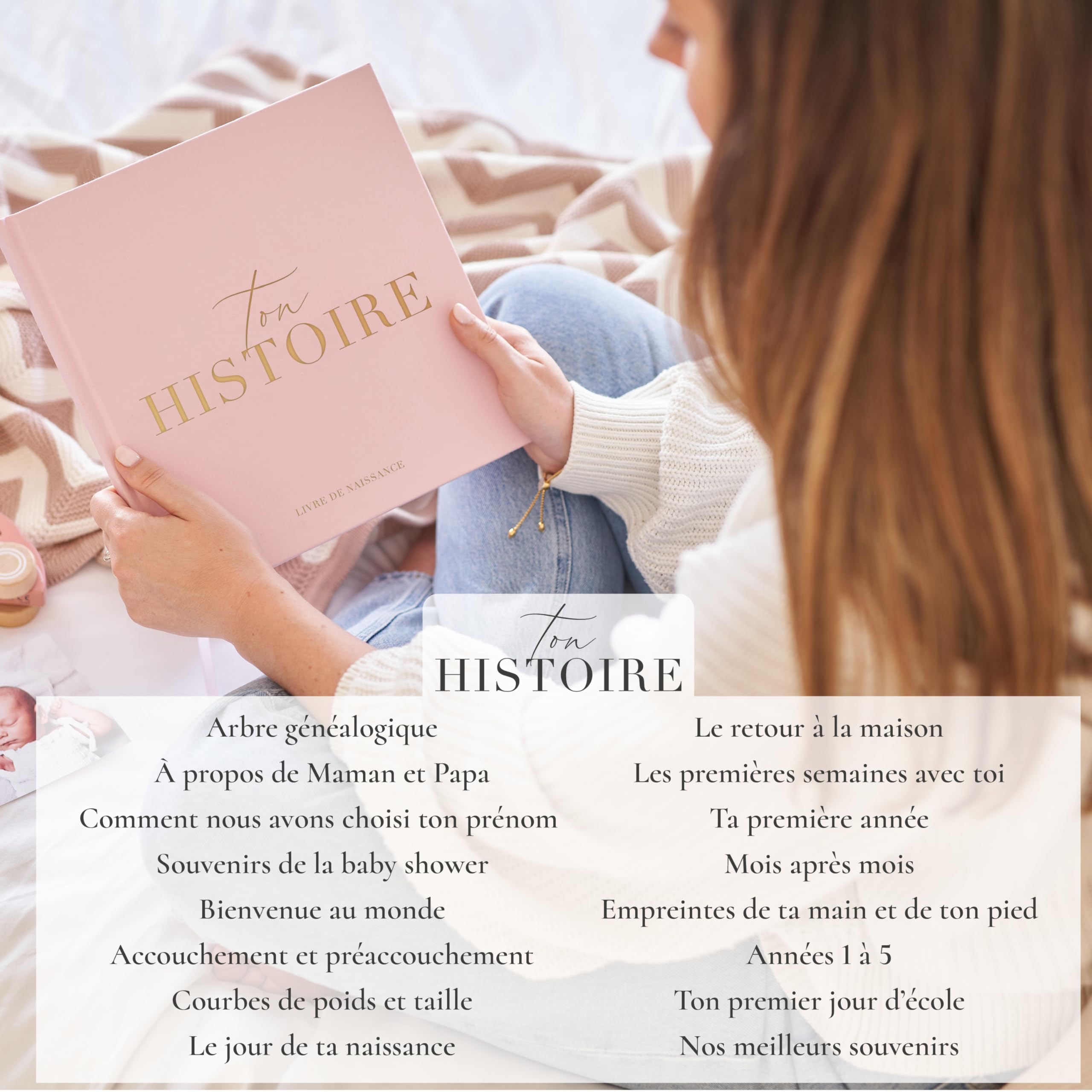 Livre de Naissance - Album Photos et Naissance - Cadeau Naissance 132 Pages et Album Photo Scrapbooking – Livre Naissance Bébé Garçons et Filles – Photos de 6 x 4'' et 4 x 6'' (Rose)