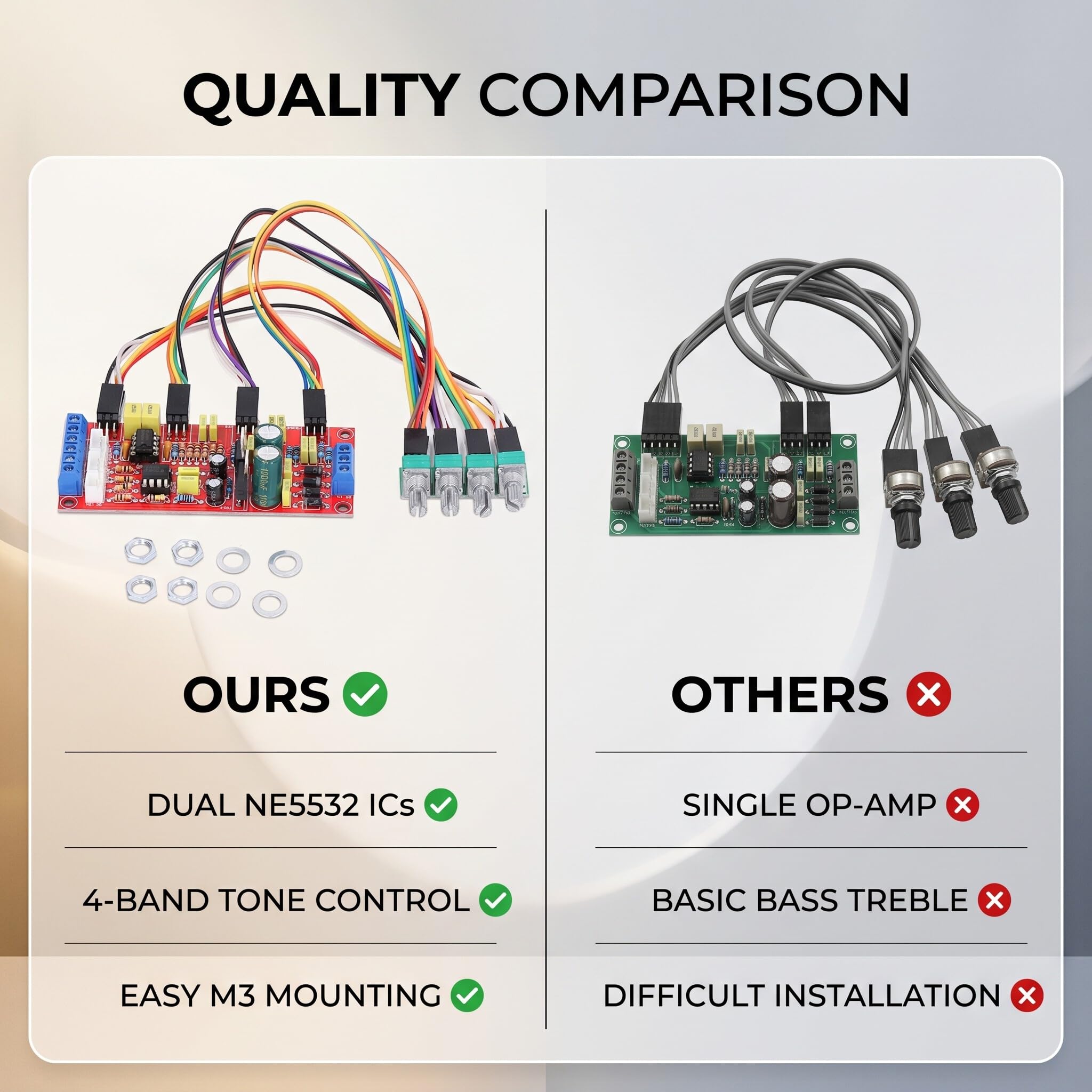 Preamplificatore Audio Professionale PCB con Controllo Volume e Tono Bassi Midrange Alti per Amplificatore Alta Fedeltà