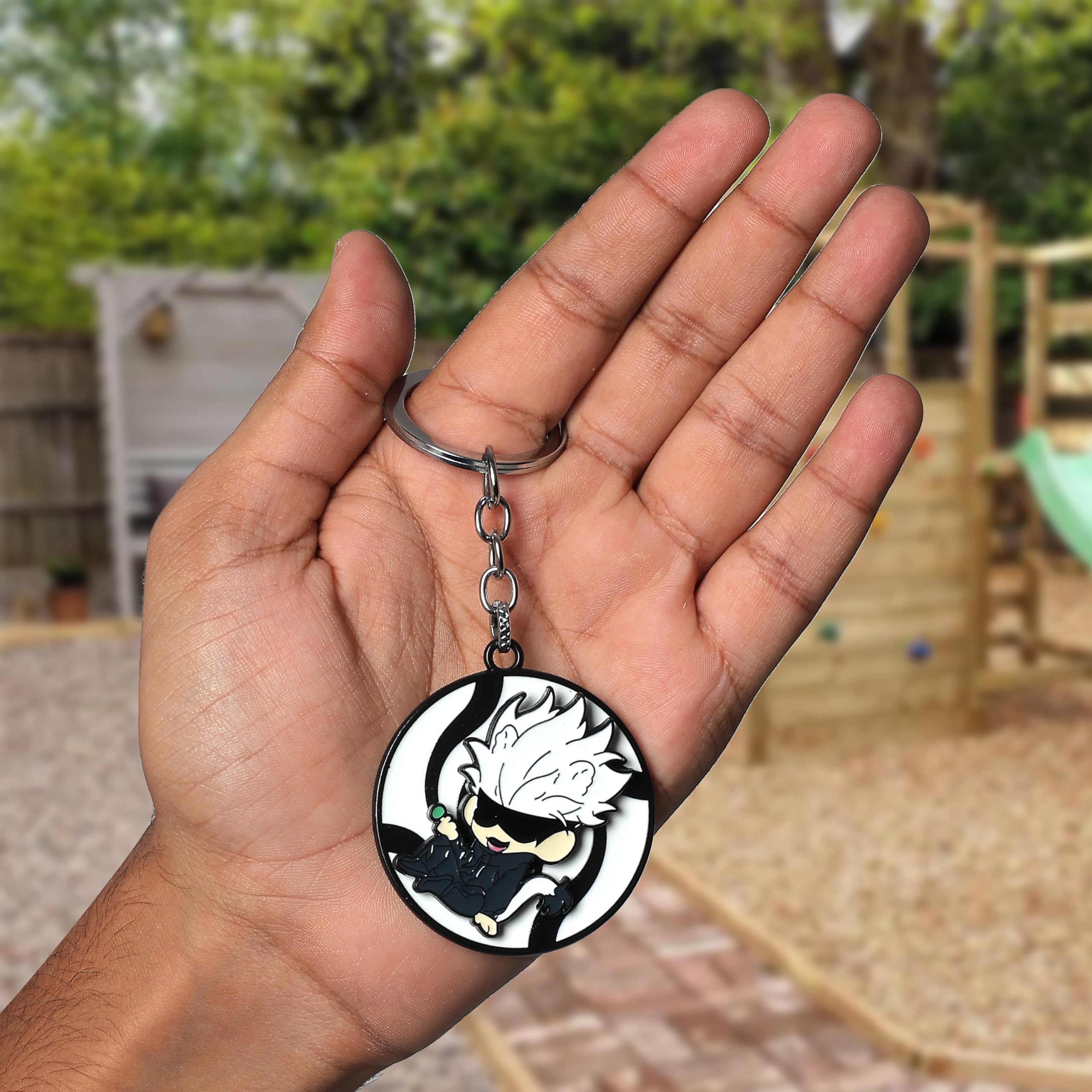 DaiyamondoAnime Silver Rotating Spinning Metal Keychain | Perfect for Anime Lovers | Key Ring for Cars and Bikes | Keychain for Boys