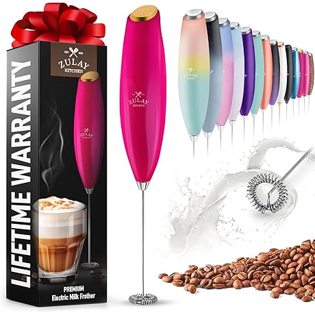 Zulay Powerful Pink Milk Frother for Coffee with Powerful Motor