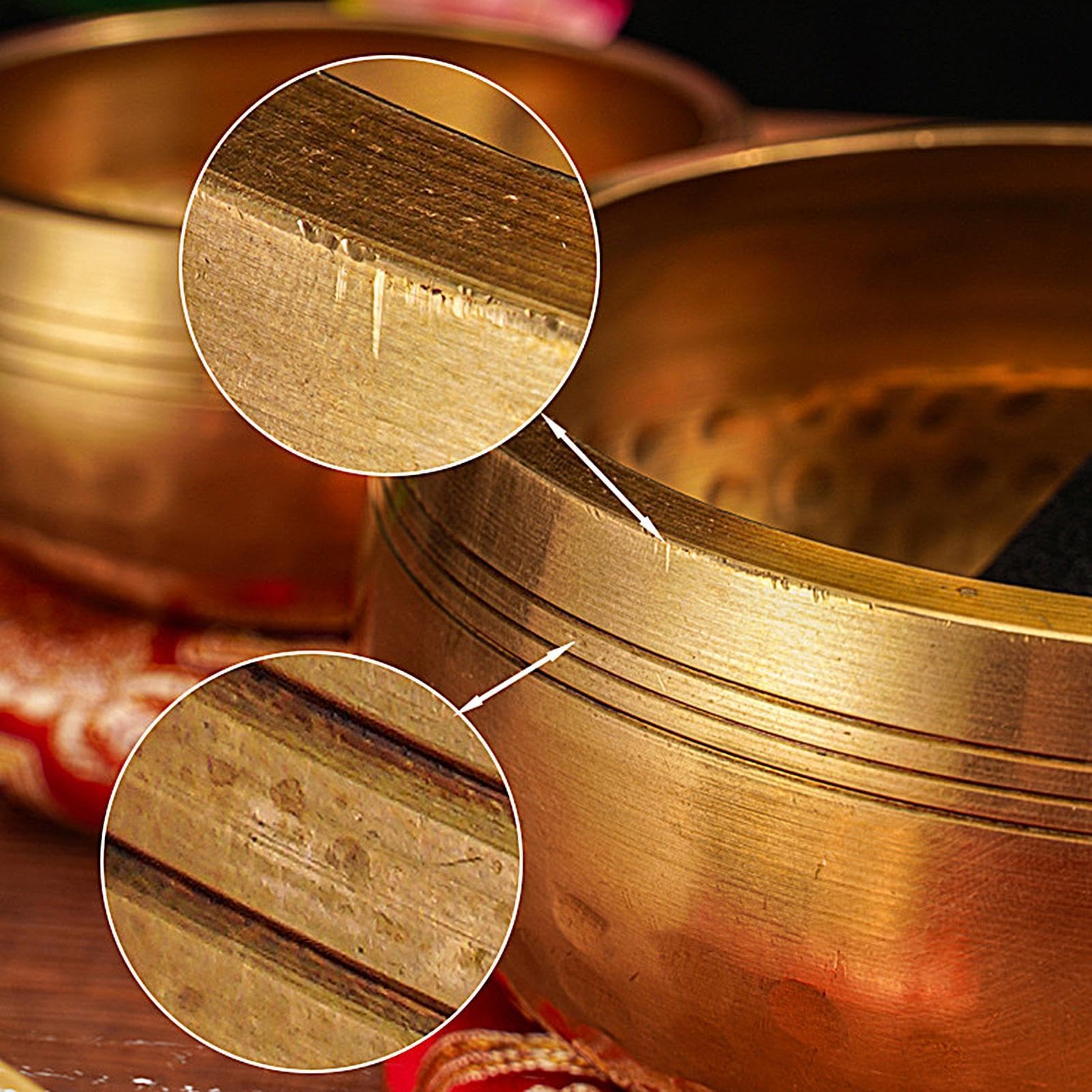 Set di campane tibetane per meditazione, in bronzo, realizzato a mano, per rilassamento profondo, decorazione per la casa, per yoga, spazi benessere, soggiorno, studio, mensole, tavoli e altri luoghi