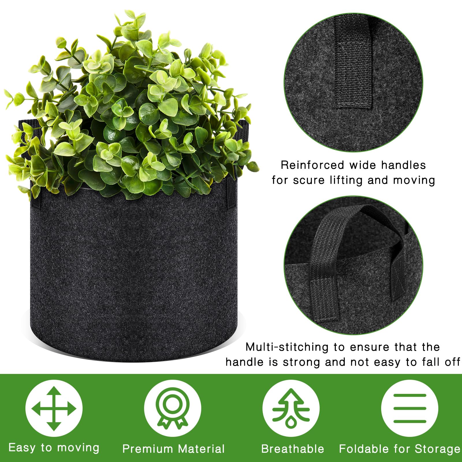 Tanlade Lot de 12 sacs de culture pour légumes, fleurs, plantes en vrac, très résistants, en tissu aéré épais, avec 12 étiquettes pour plantes avec poignées, sacs de culture de pommes de terre,