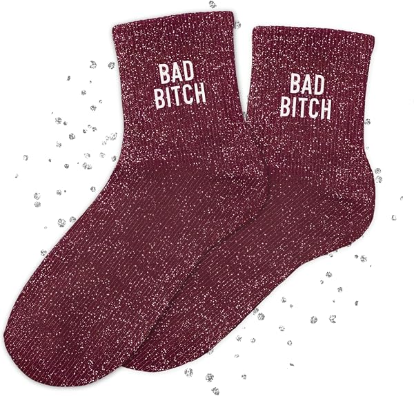 MASSA Chaussettes Paillettes - Taille Unique - Connasse, Bichette, Chaton, Bad Bitch, Patate, Casse Couilles, Blondinette, Brunette, Anti Connard, Tana - Chaussettes à Paillettes - 5