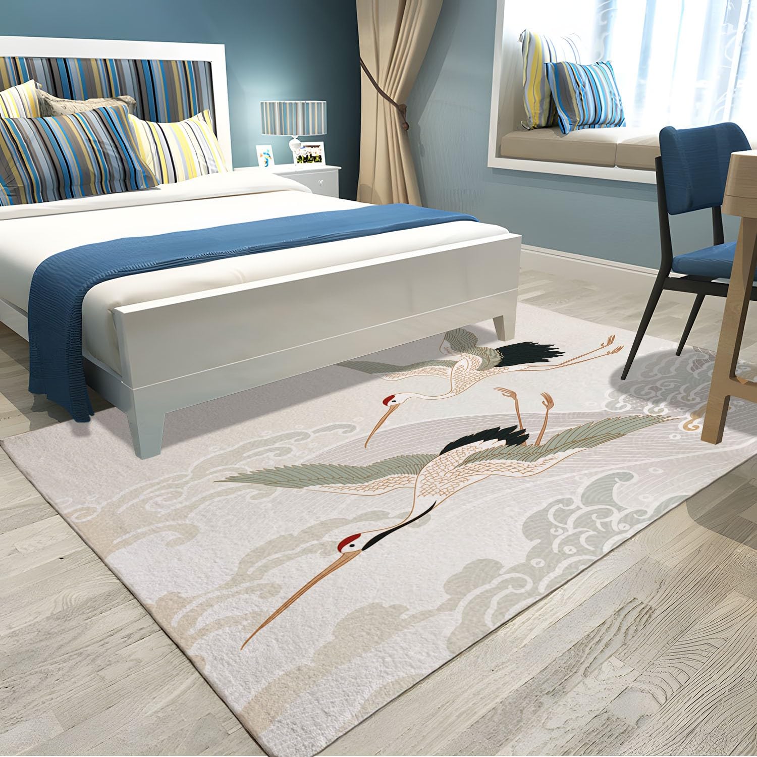 Area Rugs - Tappeto morbido per camera da letto, lavabile in lavatrice, motivo nuvola cinese, antiscivolo, per soggiorno, 140 x 200 cm, per ufficio e decorazione della casa