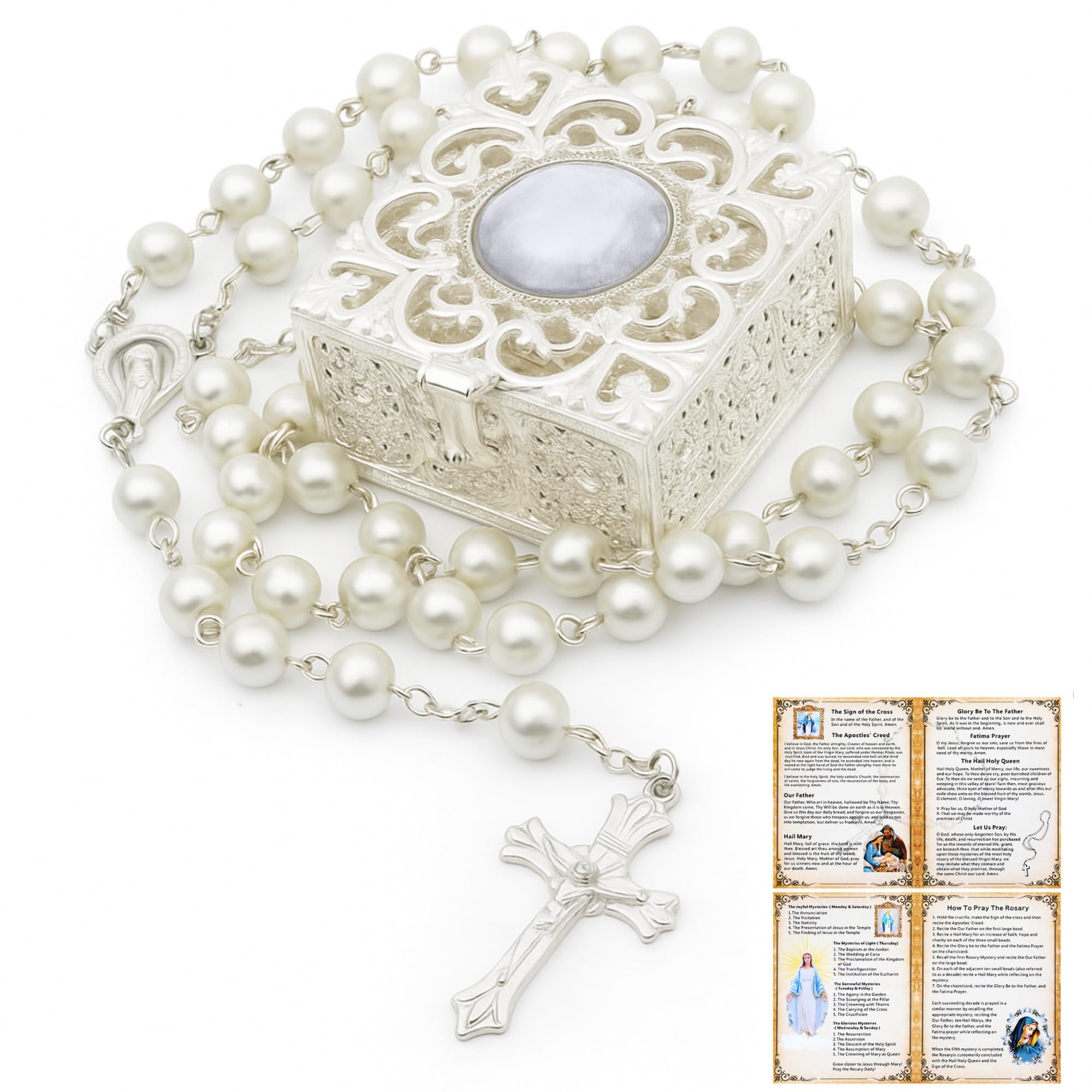 Rosary for Women Catholic Gifts Our Lady of Rosary Beads Pray Card Necklace Confirmation Gifts
