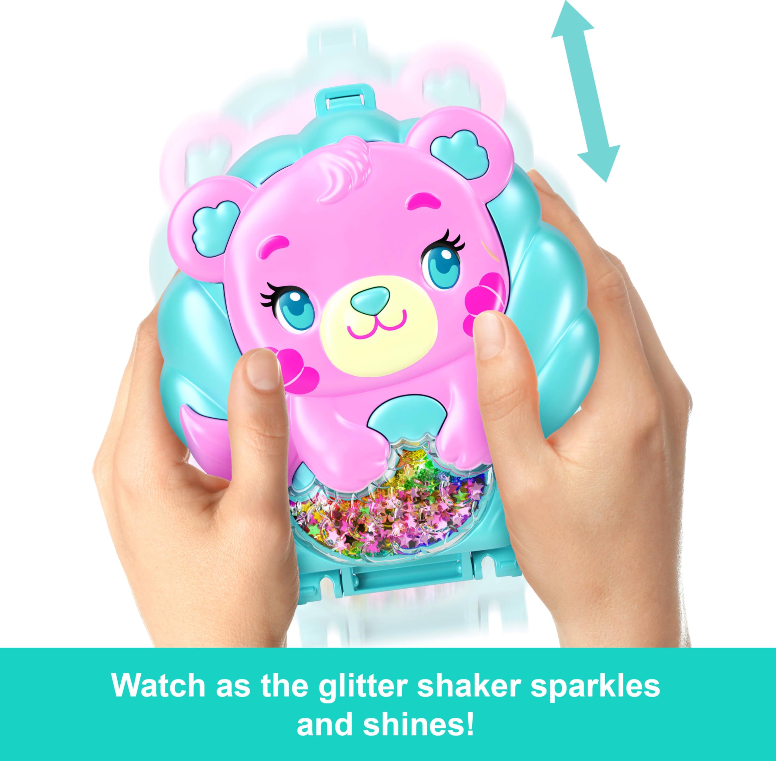 Polly Pocket Polly Pocket JCB16 Glitter Island Travel Toy Set with 1 Mermaid Mini Figurine, Aquatic Animals and Themed Accessories in use