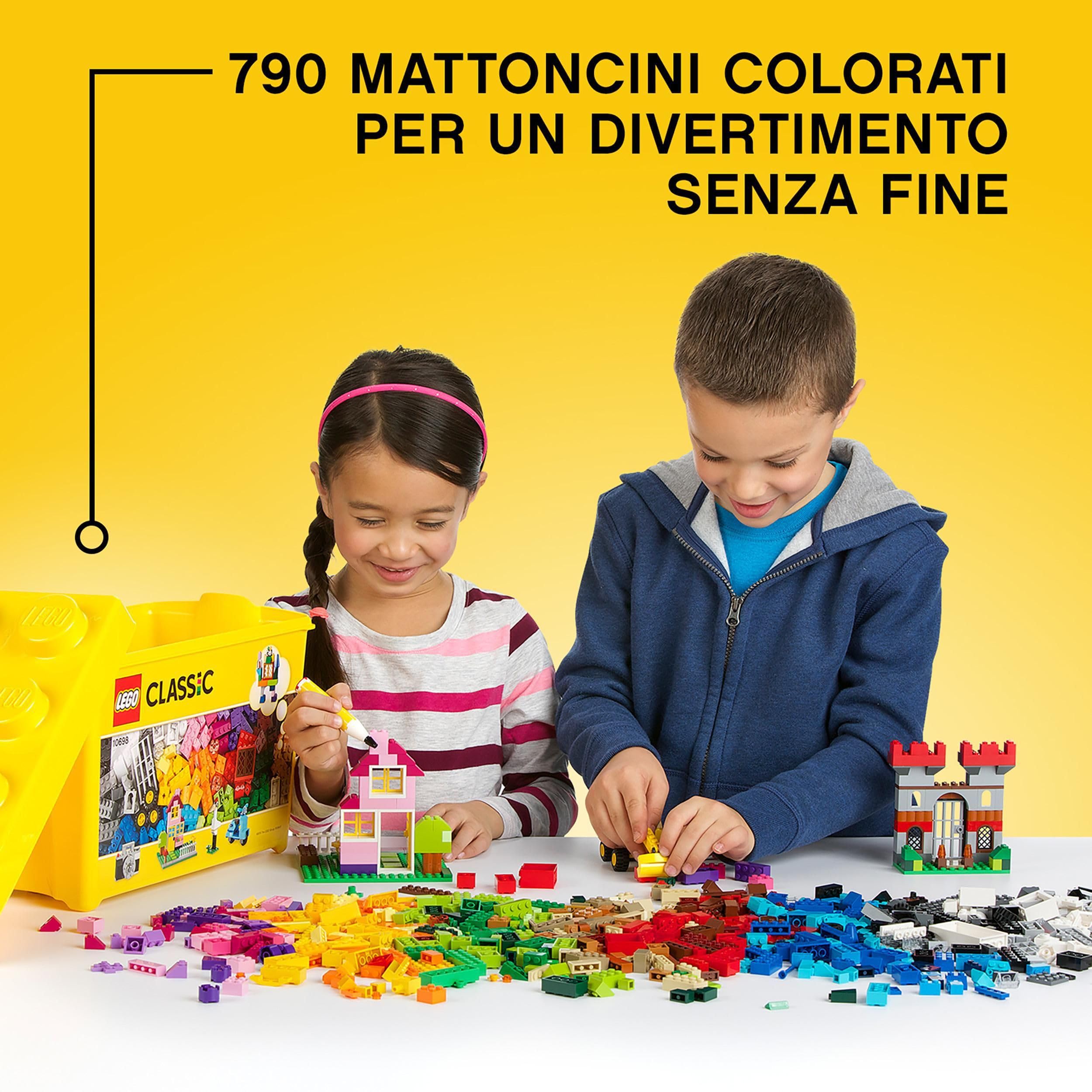 LEGO 10698 Classic Scatola Mattoncini Creativi Grande, Set per Costruire Macchina Fotografica, Vespa e Ruspa Giocattolo, Giochi per Bambini e Bambine da 4 Anni, Contenitore Idee Creative, Idea Regalo