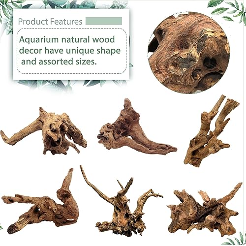Vista 3 de Tfwadmx Ramas de madera natural para acuario, decoración de madera flotante, 2 piezas de 8.5-12 pulgadas, decoración de madera flotante, terrario