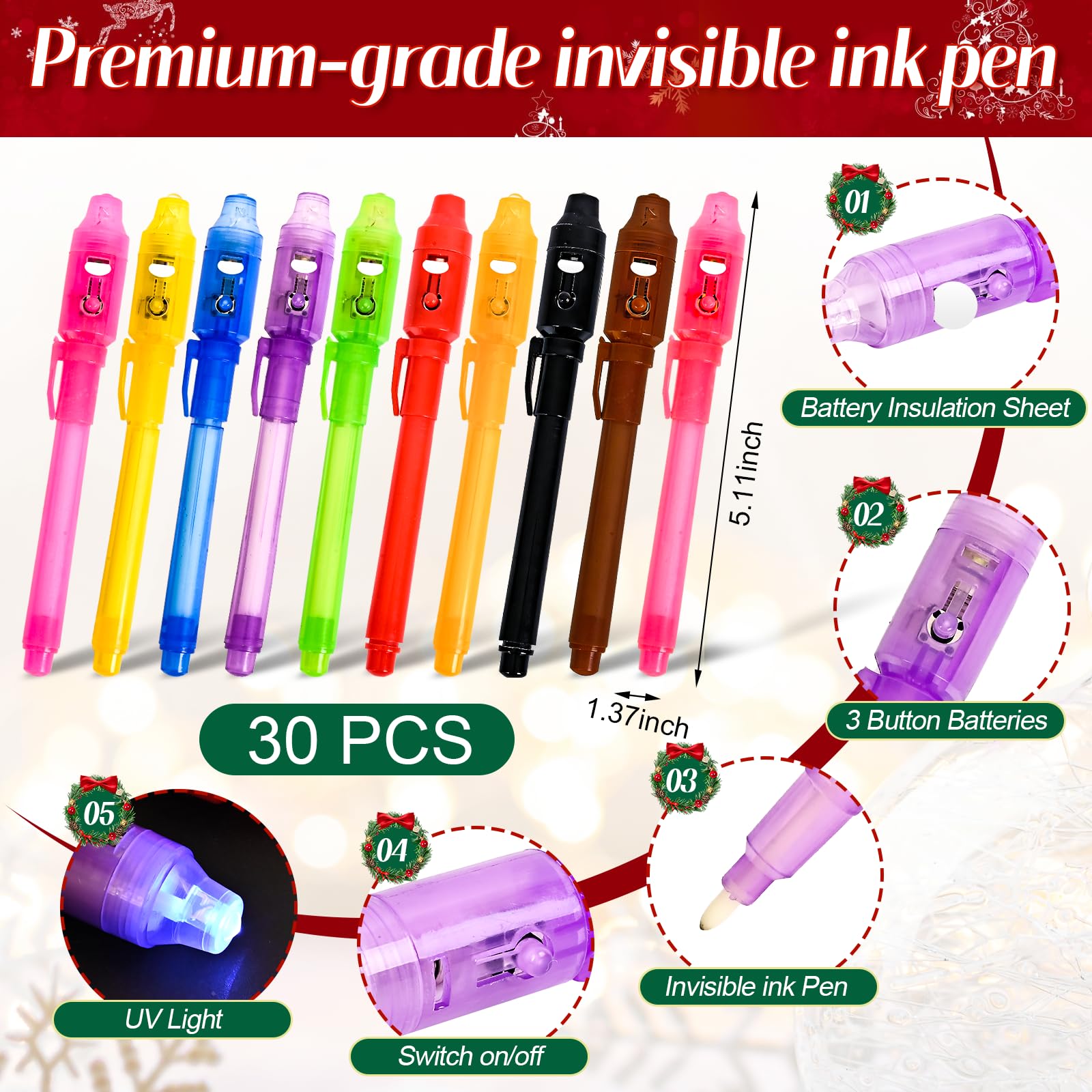 Amazon.com: 30 Pack Invisible Ink Pens with UV Light, Magic Spy