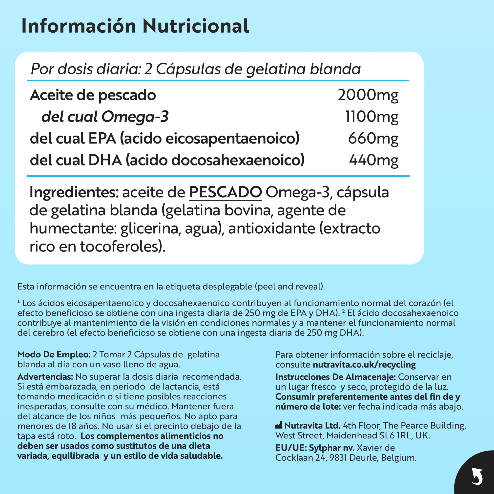 Nutravita Omega 3 2000mg - con 660mg EPA y 440mg DHA - 240 Cápsulas Blandas (8 Meses) - para Corazòn, Función Cerebral & Visiòn (EFSA) Omega 3 Capsulas - Omega3 Suplementos para Hombres & Mujeres