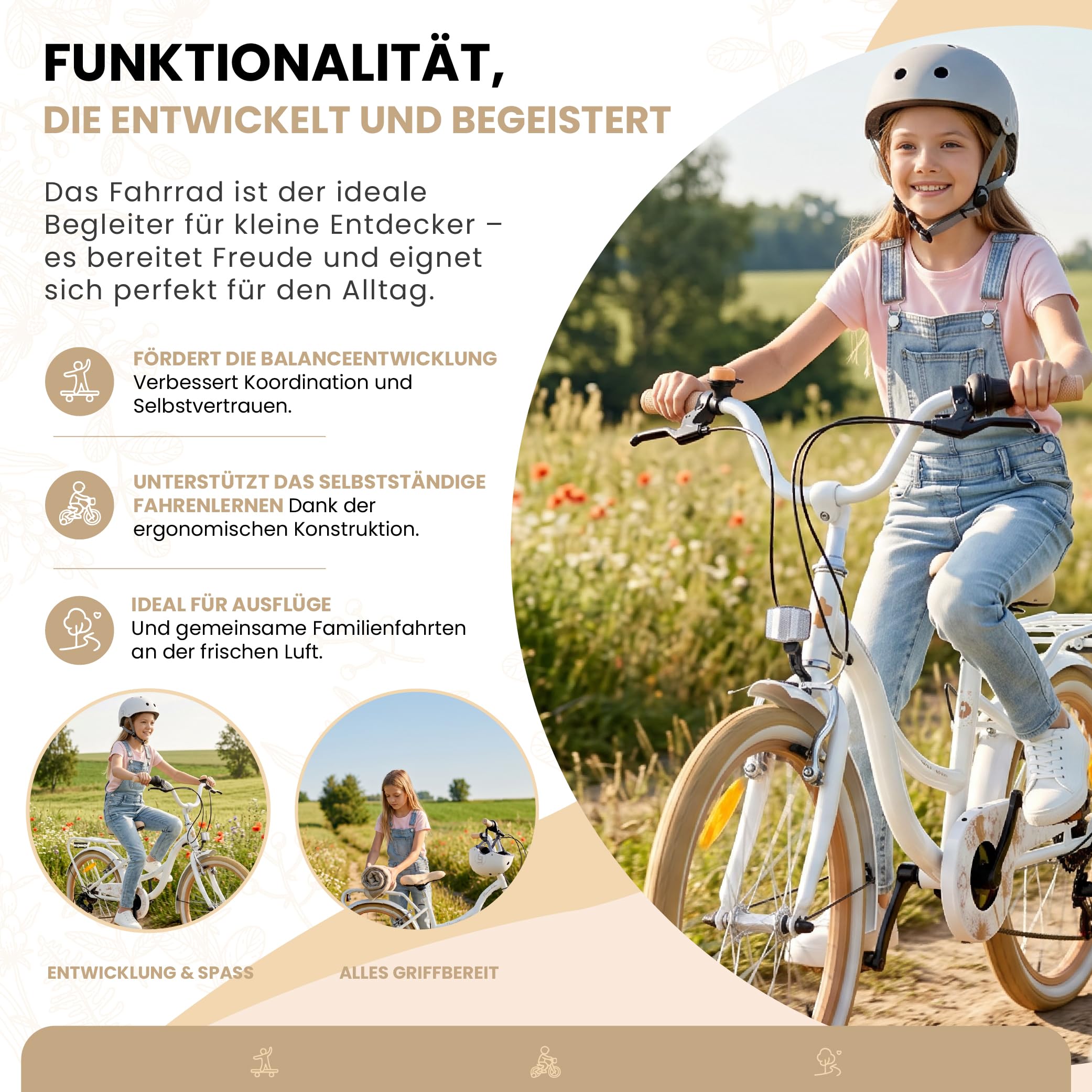 sun baby Mädchenfahrrad 20 Zoll Flower Bike Radgröße zur Auswahl 6 Gang Shimano Kinderfahrrad Kinderrad für Mädchen von 6 bis 10 Jahre verstellbare