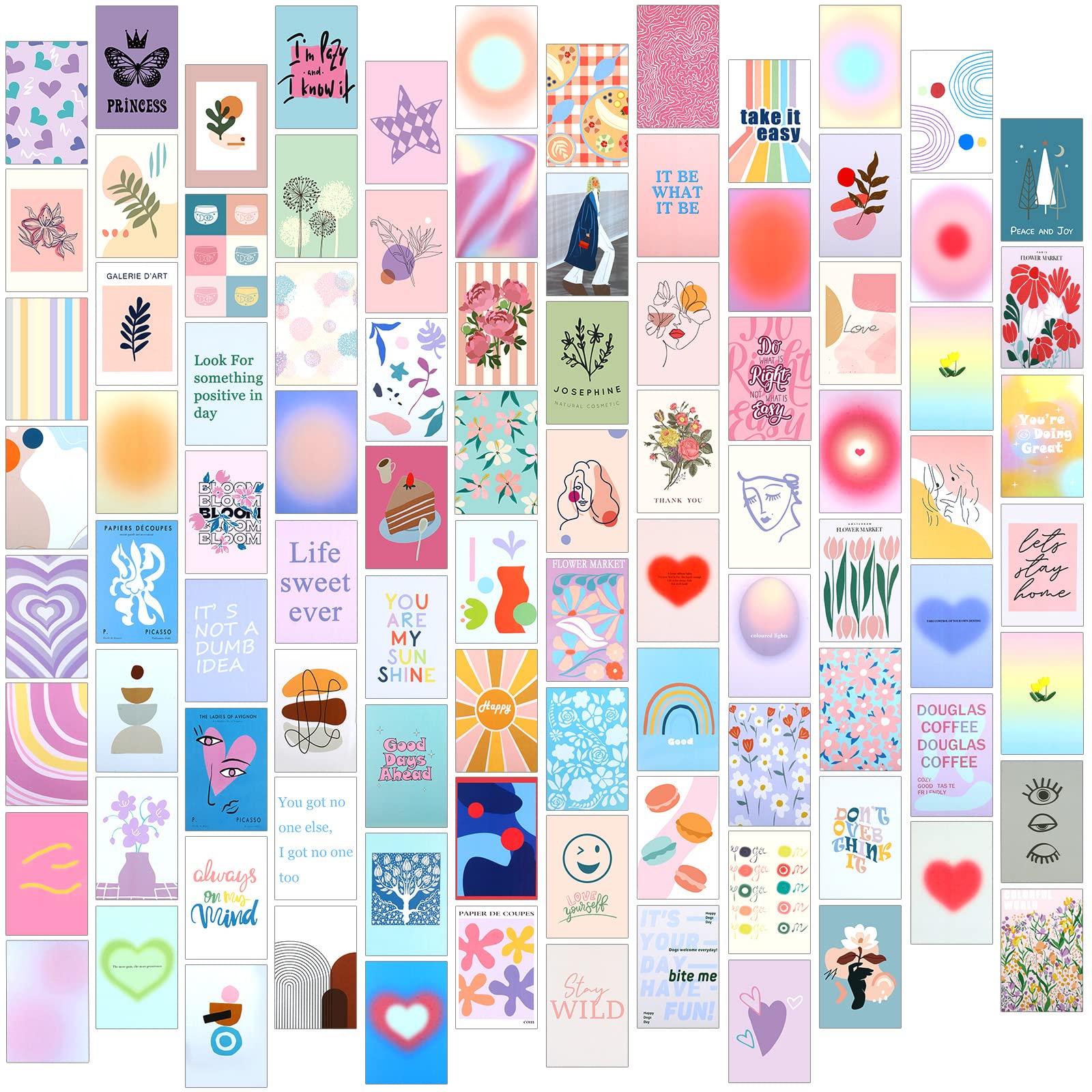 Buy 100 Pieces Wall Collage Kit Bulk Aesthetic Wall Art Boho Photo