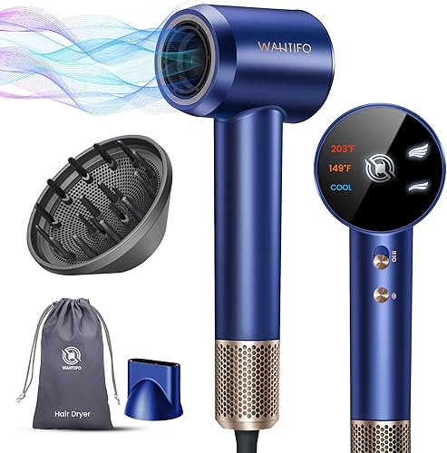 Secador de pelo con difusor y boquilla magnética, secador de pelo para cabello rizado, motor sin escobillas de alta velocidad de 110000 RPM para