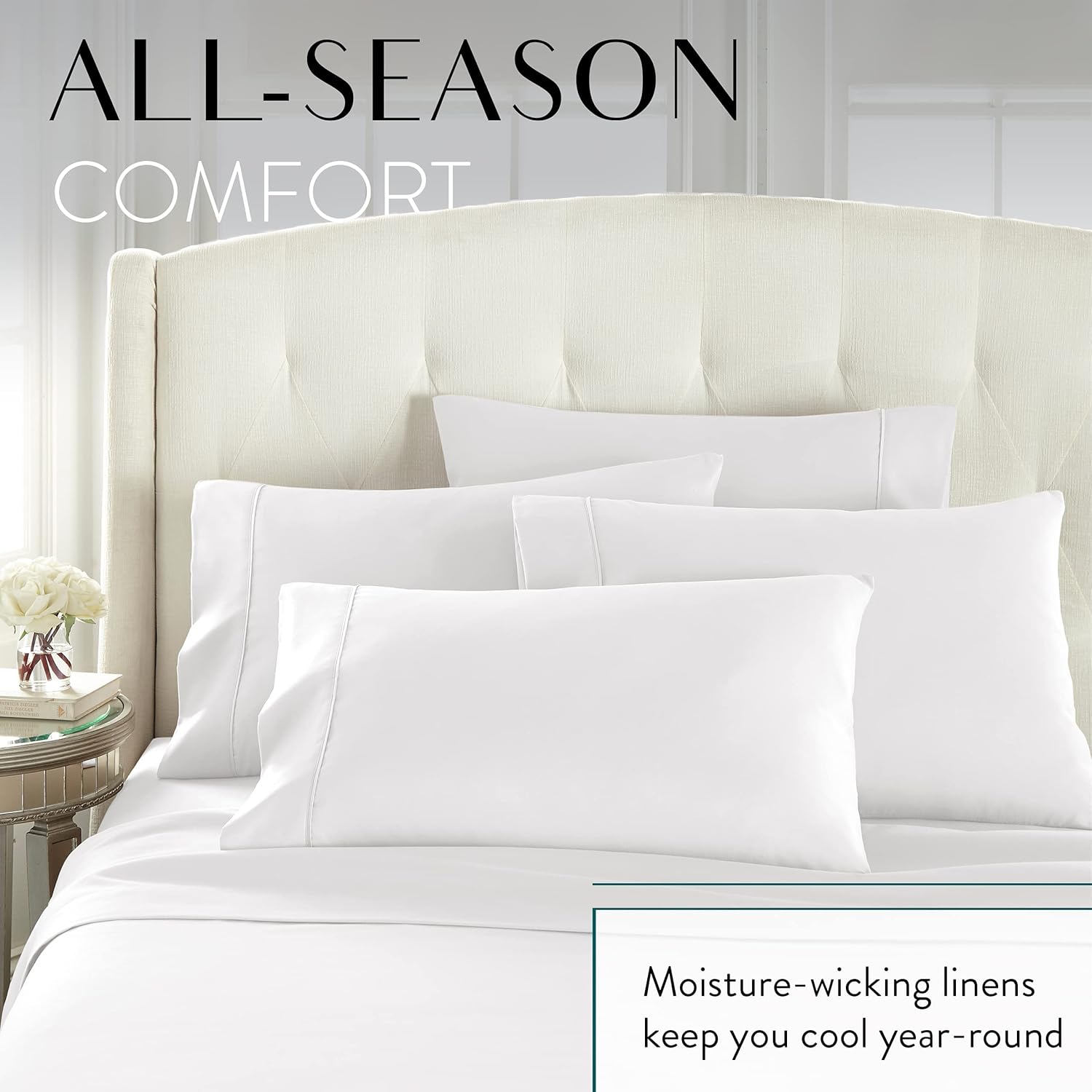 Danjor Linens Twin Sheets - Perfect Dorm Room Essentials Bedding- Hotel Luxury - 4 pc Soft Bedding & Pillowcases Set with Deep Pockets - Breathable Bed Sheets, Wrinkle Free - White Sheets White Twin