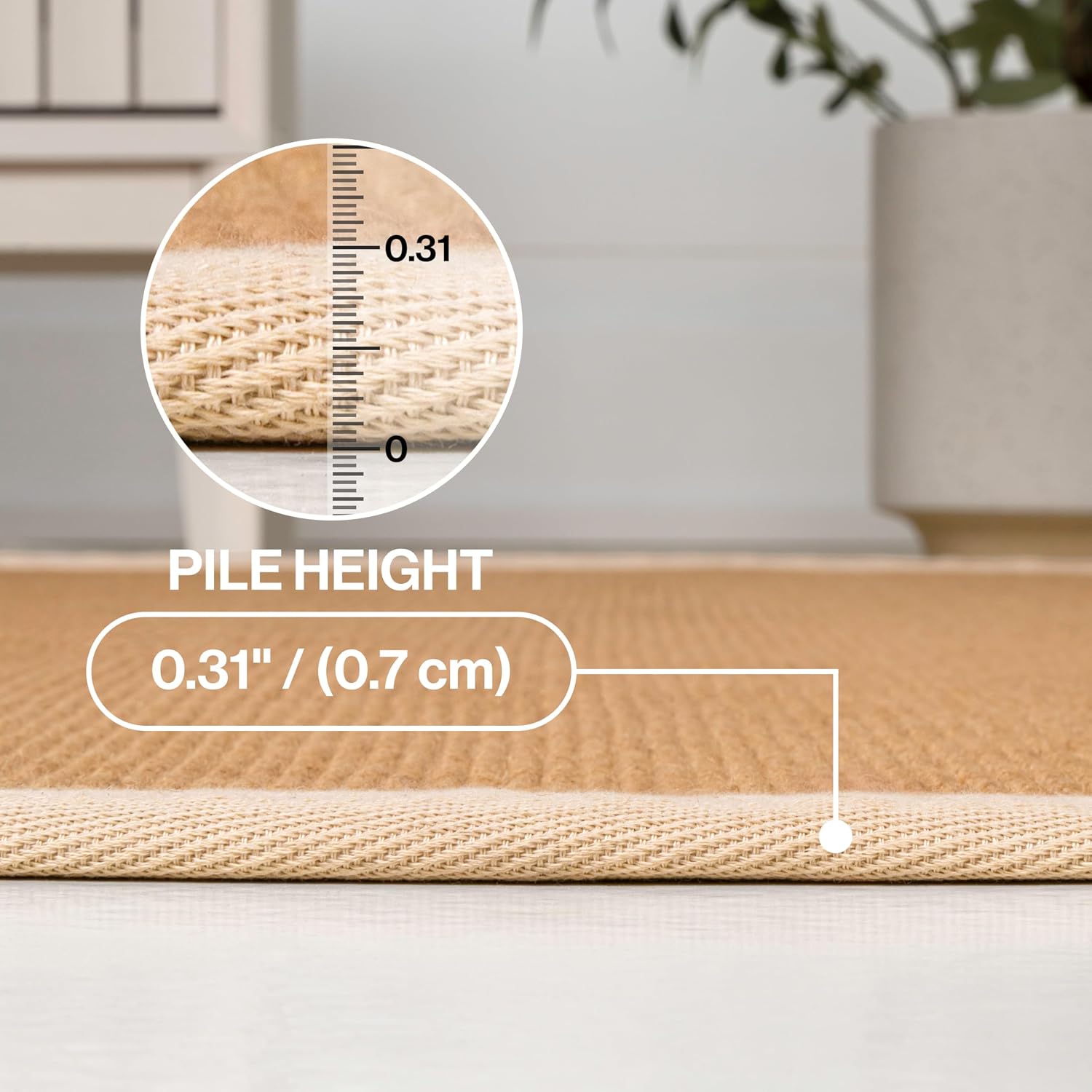 JONATHAN Y Border Jute Indoor Area Rug Natural/Beige 3X5 ft, Camden Farmhouse Cottage for Living Room, Bedroom, Kitchen, Office, Easy-Cleaning, High Traffic, Pet-Friendly, Non-Shedding KTN100A-3
