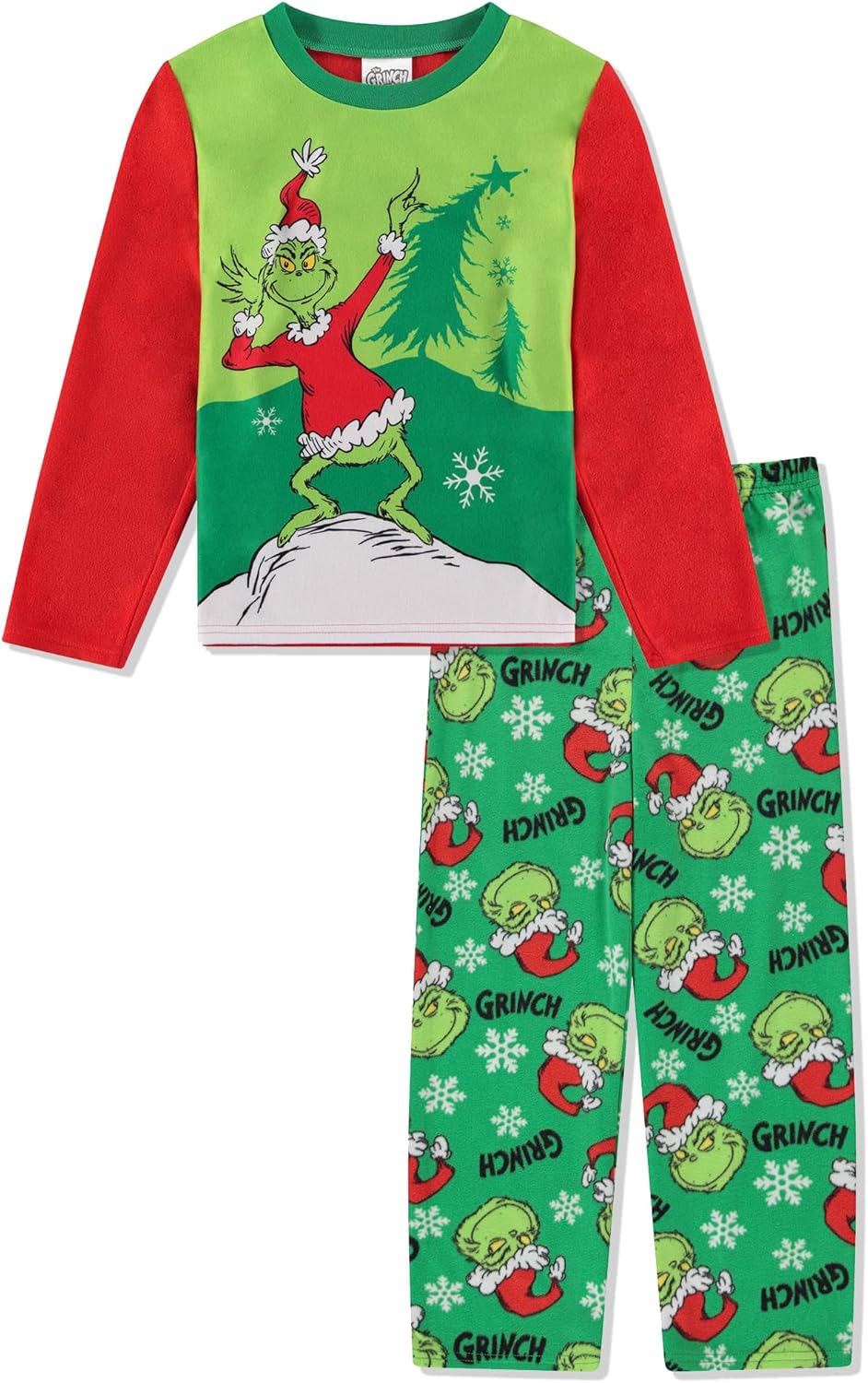Dr. Seuss The Grinch Pajamas 2-Piece Matching Set - Cozy Christmas PJs Loungewear for Toddlers & Big Kids Boys Girls