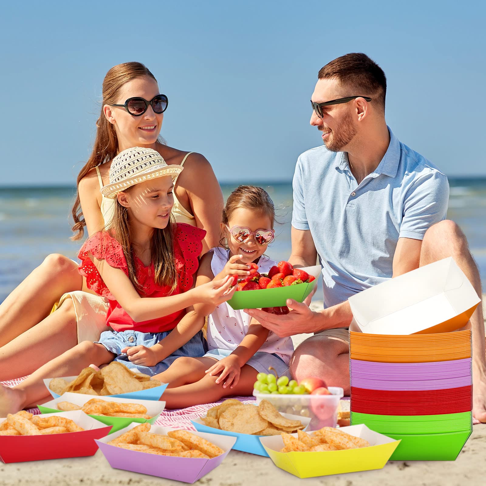 120 Pcs 6 Colors Paper Food Trays Grease Proof Food Serving Trays - View #6