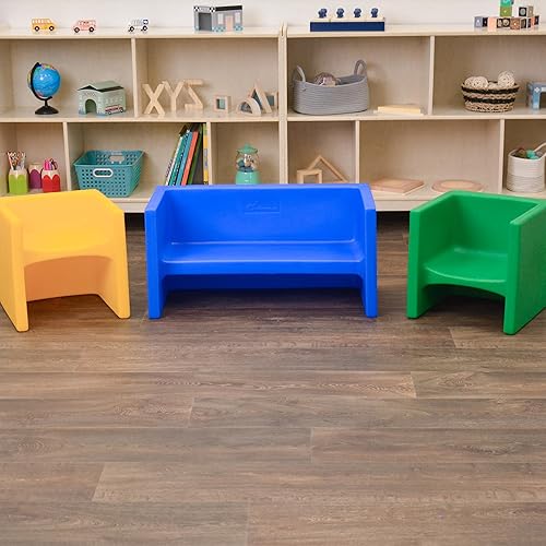 Miniatura 7 de Children's Factory Adapta-Bench, CF910-029 Azul, asientos flexibles para niños, aulas, muebles preescolares y de guardería, sillas para niños