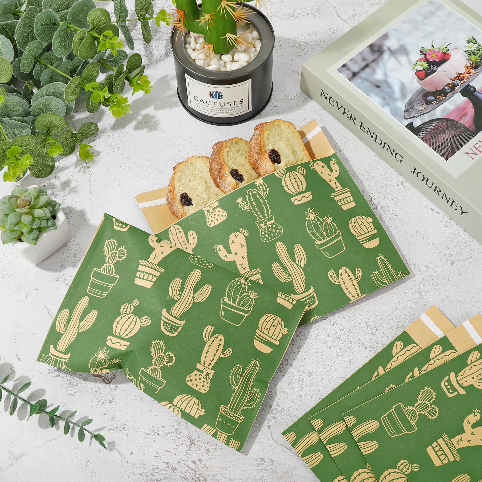Whaline 100 Stck Kaktus-Sandwichbeutel grne Kaktus-Papier-Snacktten  Sommer verschliebare Papiertten fr Lebensmittelaufbewahrung, Verpackung,  Dekorationen : Amazon.de: Brobedarf & Schreibwaren